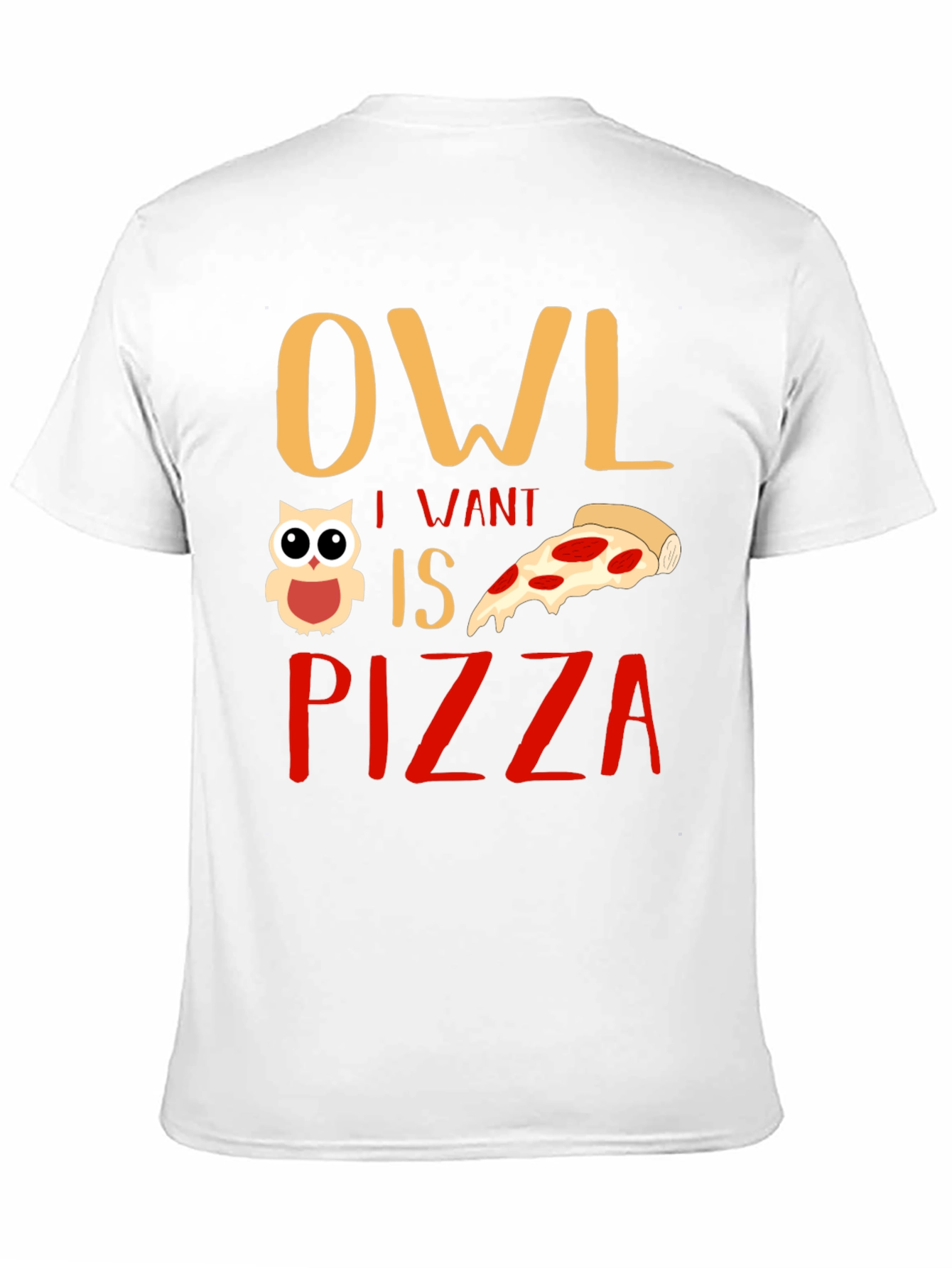 Black Owl I Want is Pizza Graphic T-Shirt view 11