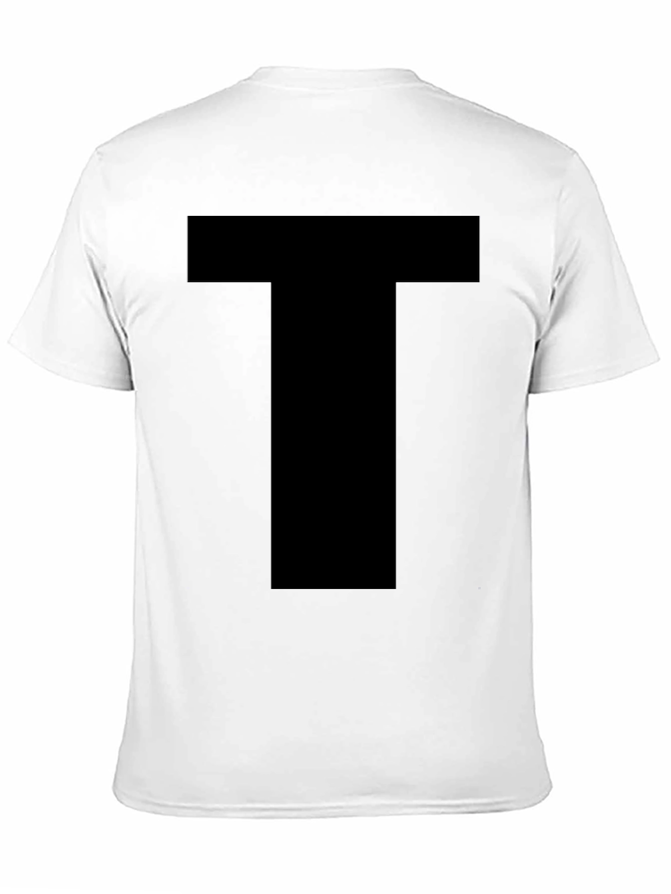 Black Men's Basic Black T-Shirt with Bold "T" Design view 11