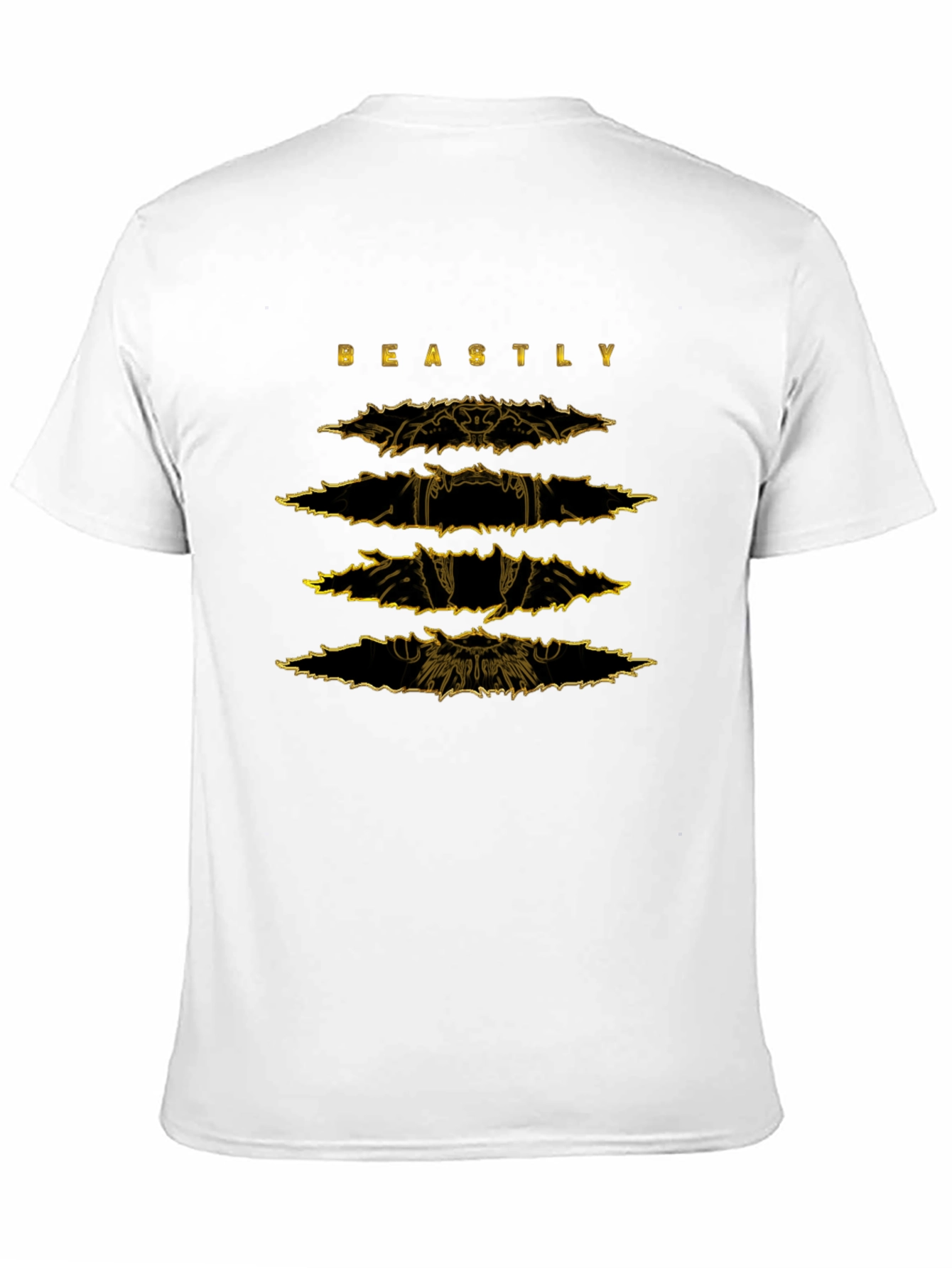 Black Beastly Graphic Print Men's Black T-Shirt view 11
