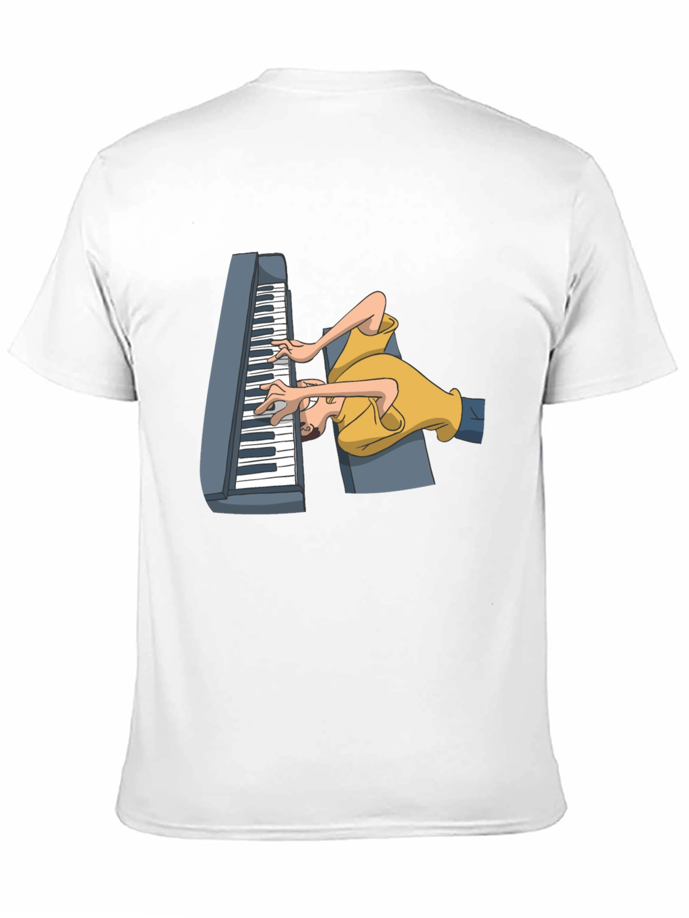Black Funny Cartoon Piano Player Black T-Shirt view 11