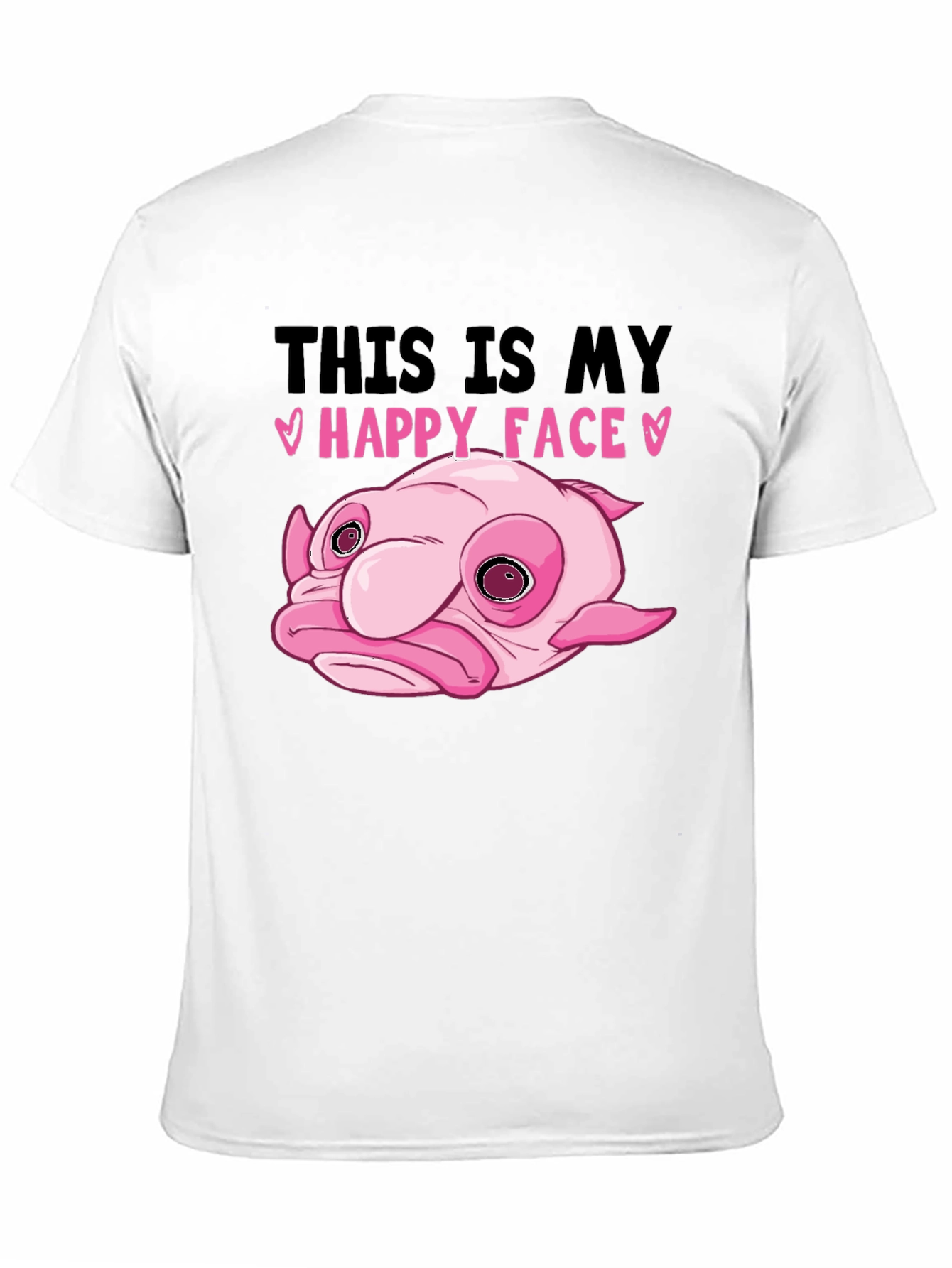 Black Blobfish Happy Face Black T-Shirt view 11