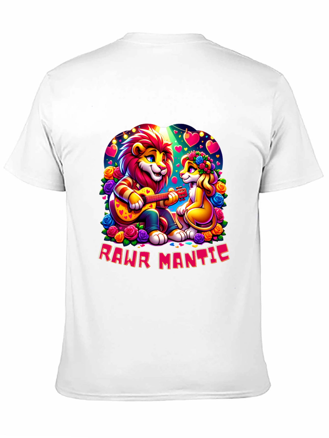 Black Rawr Mantic Lion Couple Graphic Tee view 11