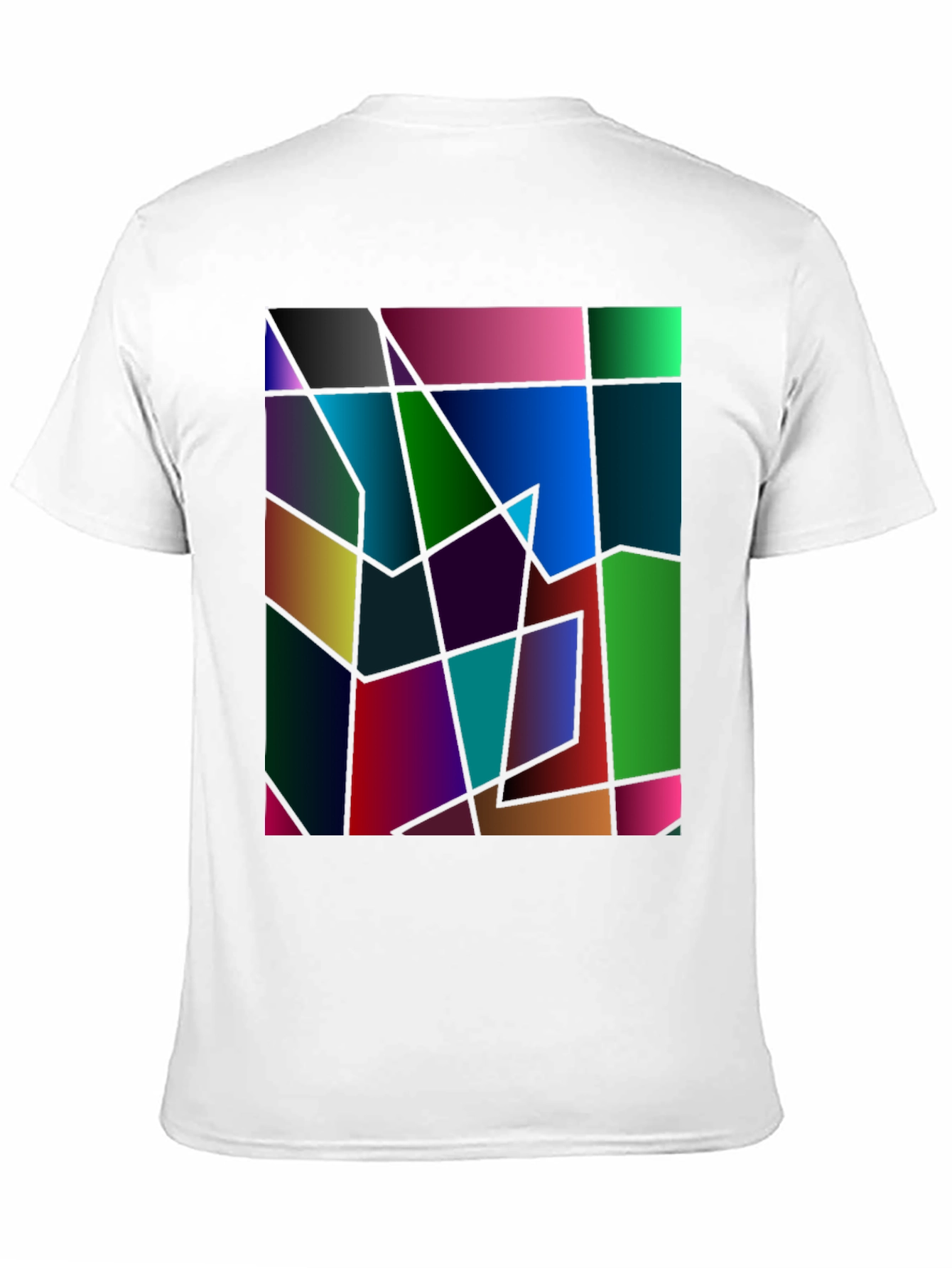 Black Abstract Geometric Print Black T-Shirt view 11