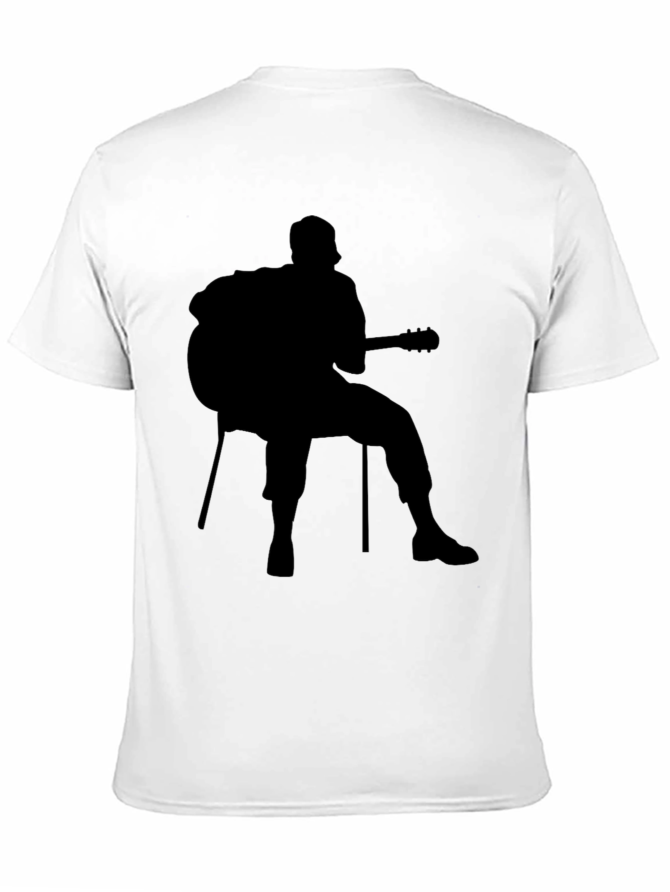 Black Silhouette Guitar Player T-Shirt - Casual Style view 11