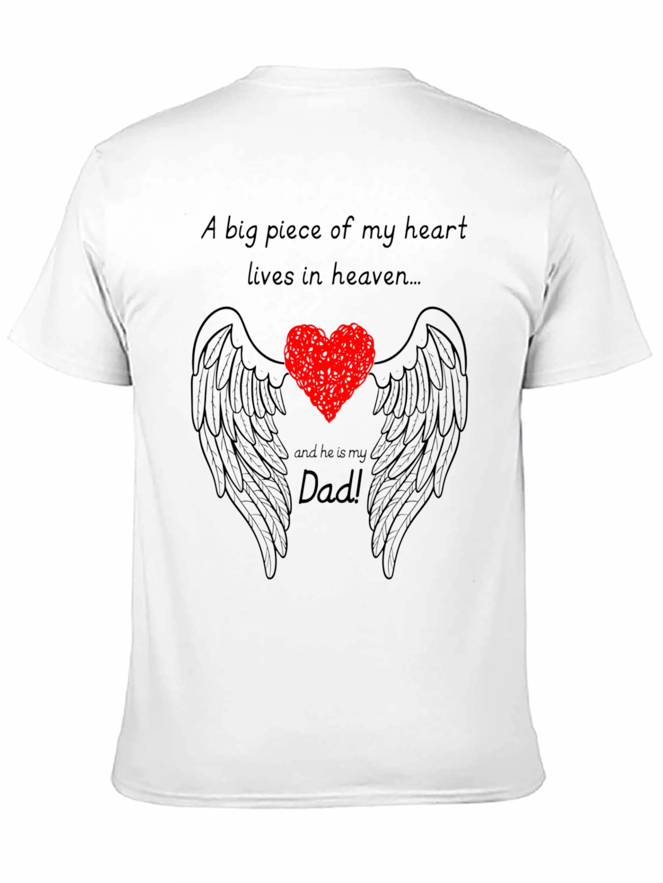 Black In Loving Memory Dad T-Shirt - Heart and Wings Design view 11