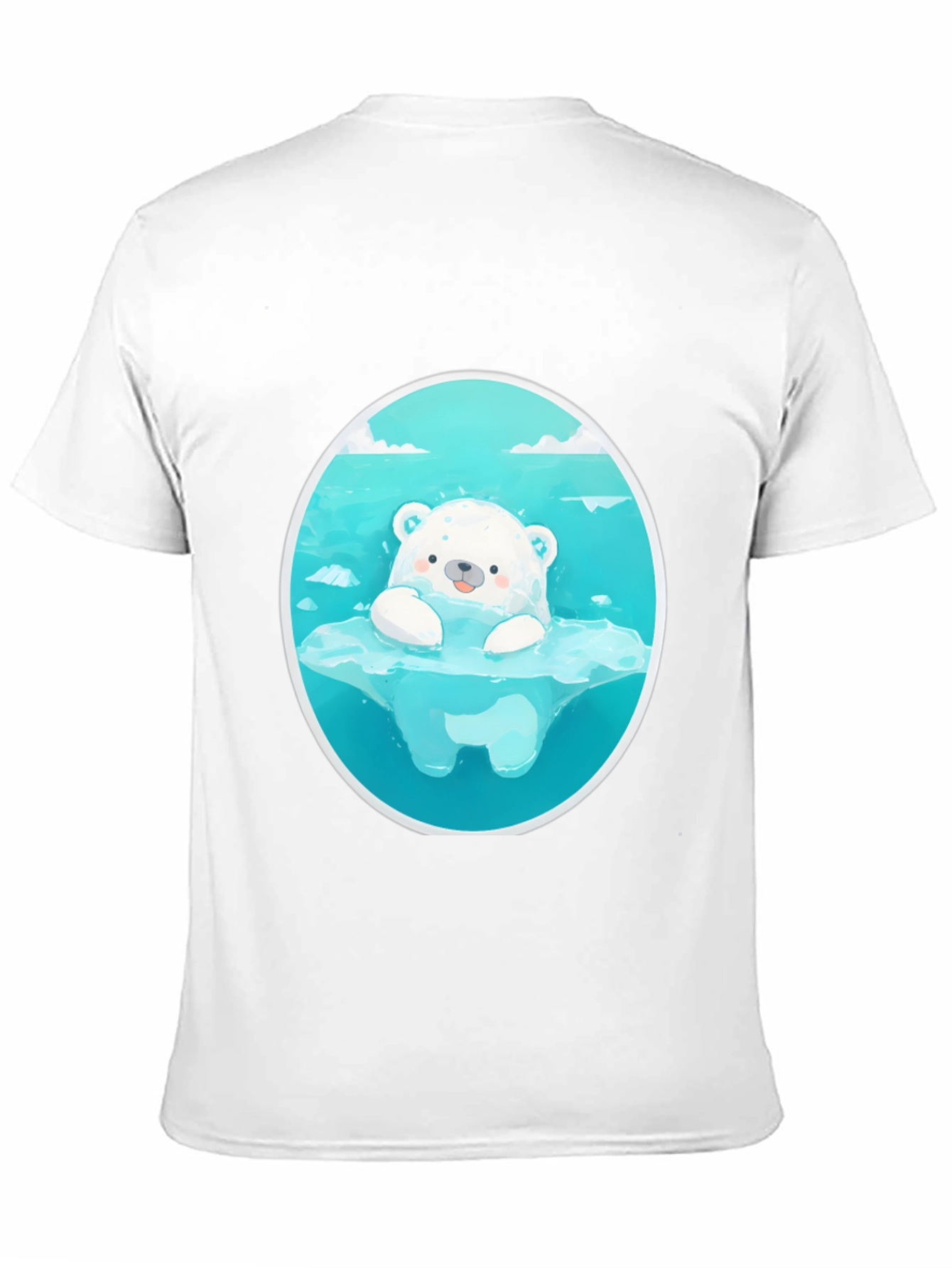 Black Cute Polar Bear Graphic Tee - Black Cotton T-Shirt view 11