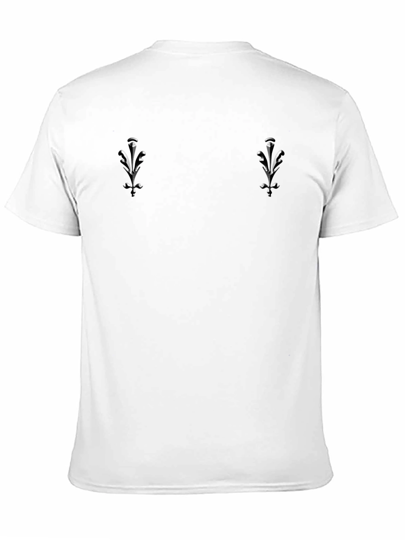 Black Men's Black T-Shirt with Silver Leaf Design view 11