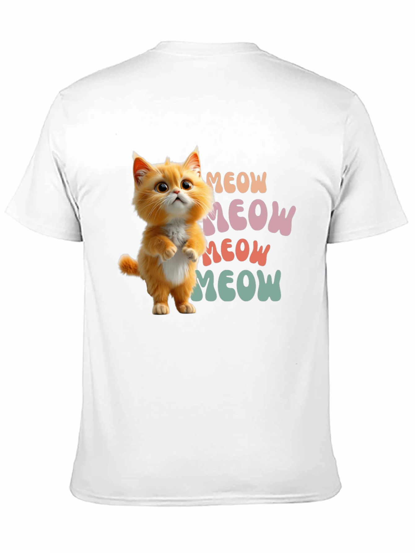 Black Cute Cartoon Cat Meow Graphic T-Shirt view 11