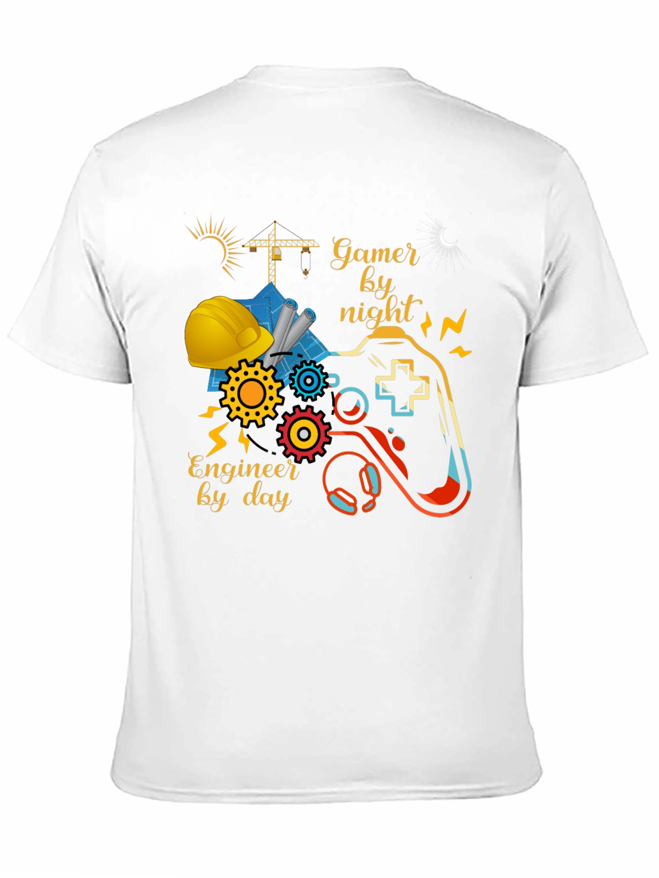 Black Gamer by Night, Engineer by Day Graphic Tee view 11