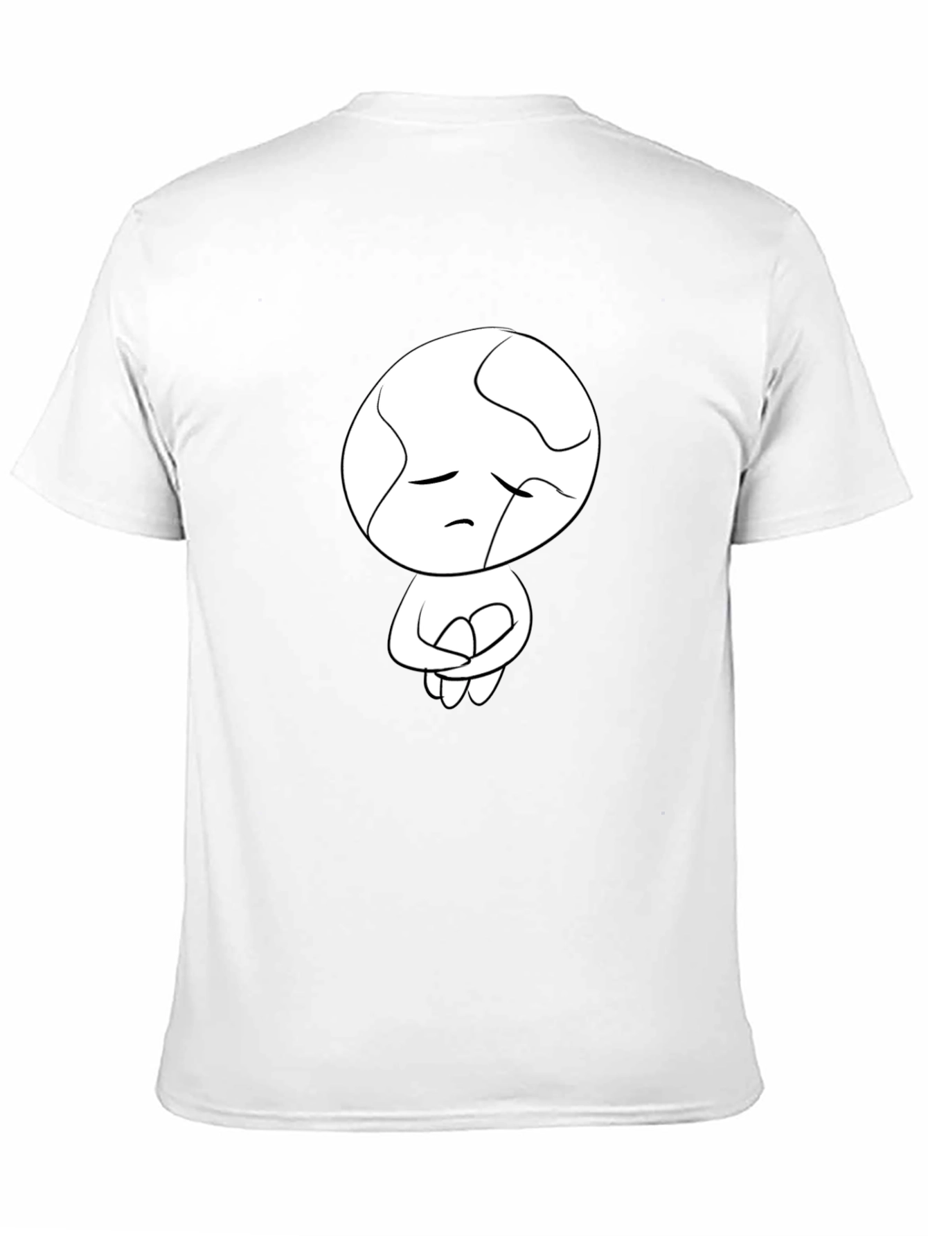 Black Unique Graphic Tee - Sad Abstract Character Print - Black view 11