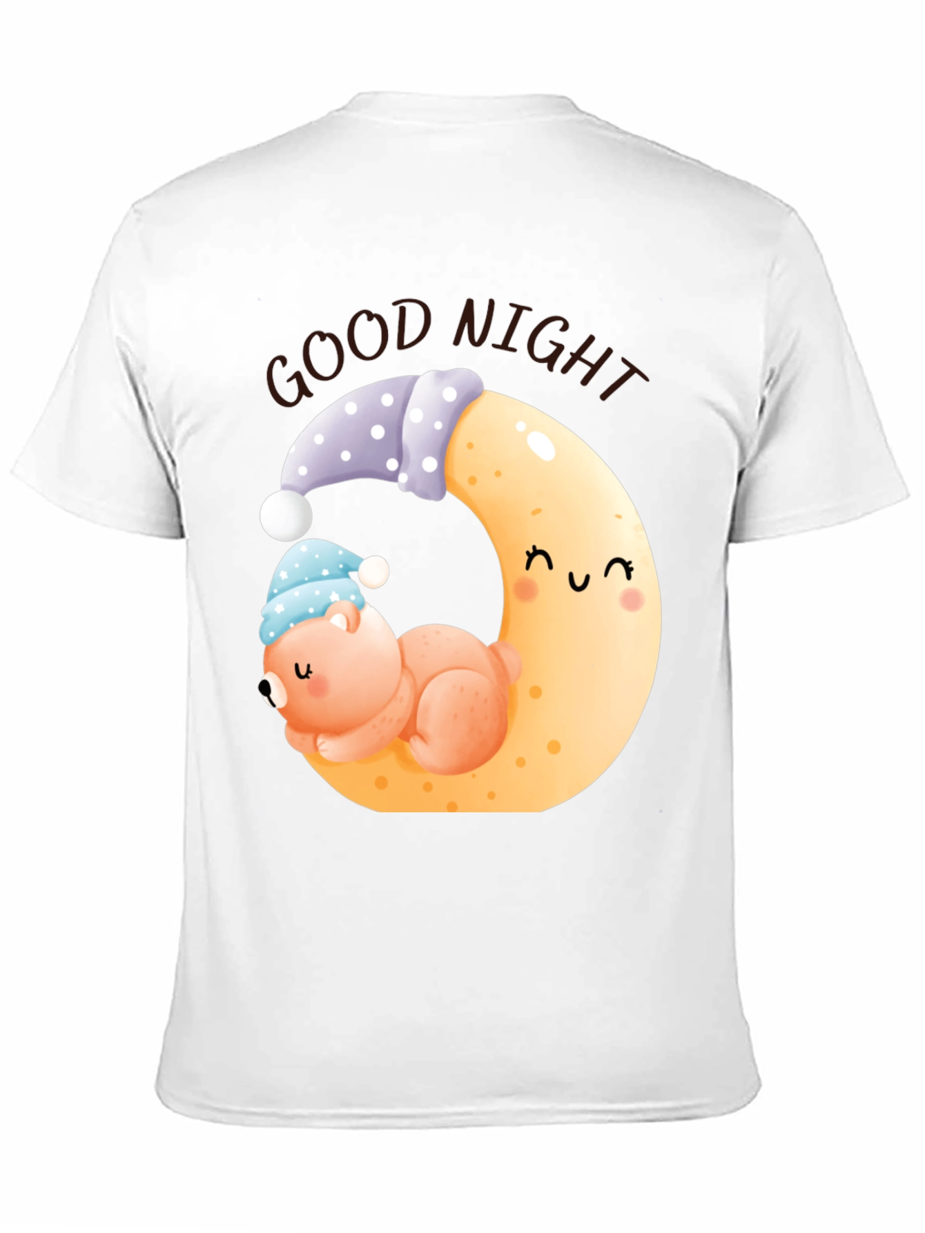 Black Good Night Bear Moon Graphic Black T-Shirt view 11