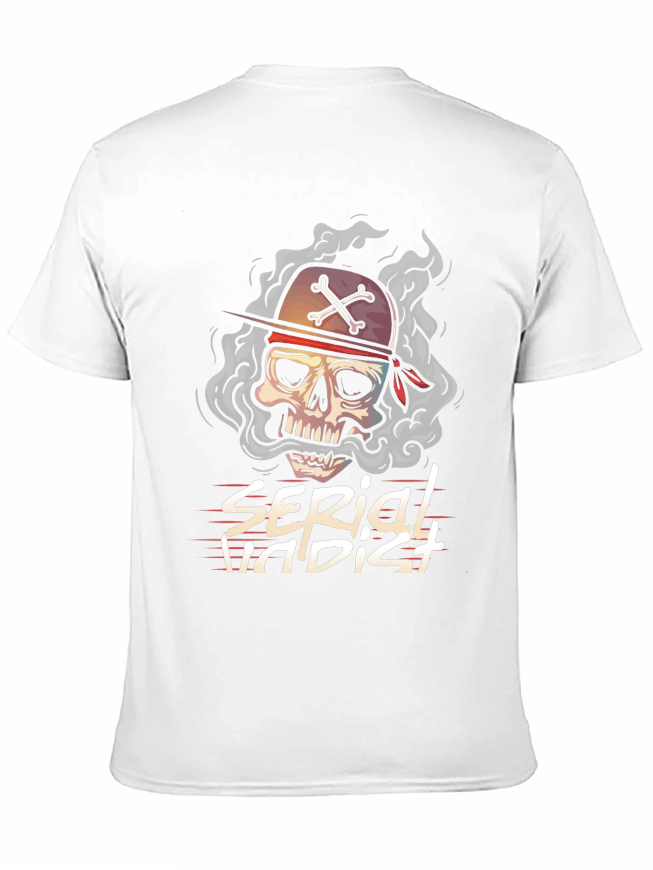 Black Serial Undist T-Shirt: Skull & Crossbones Design view 11