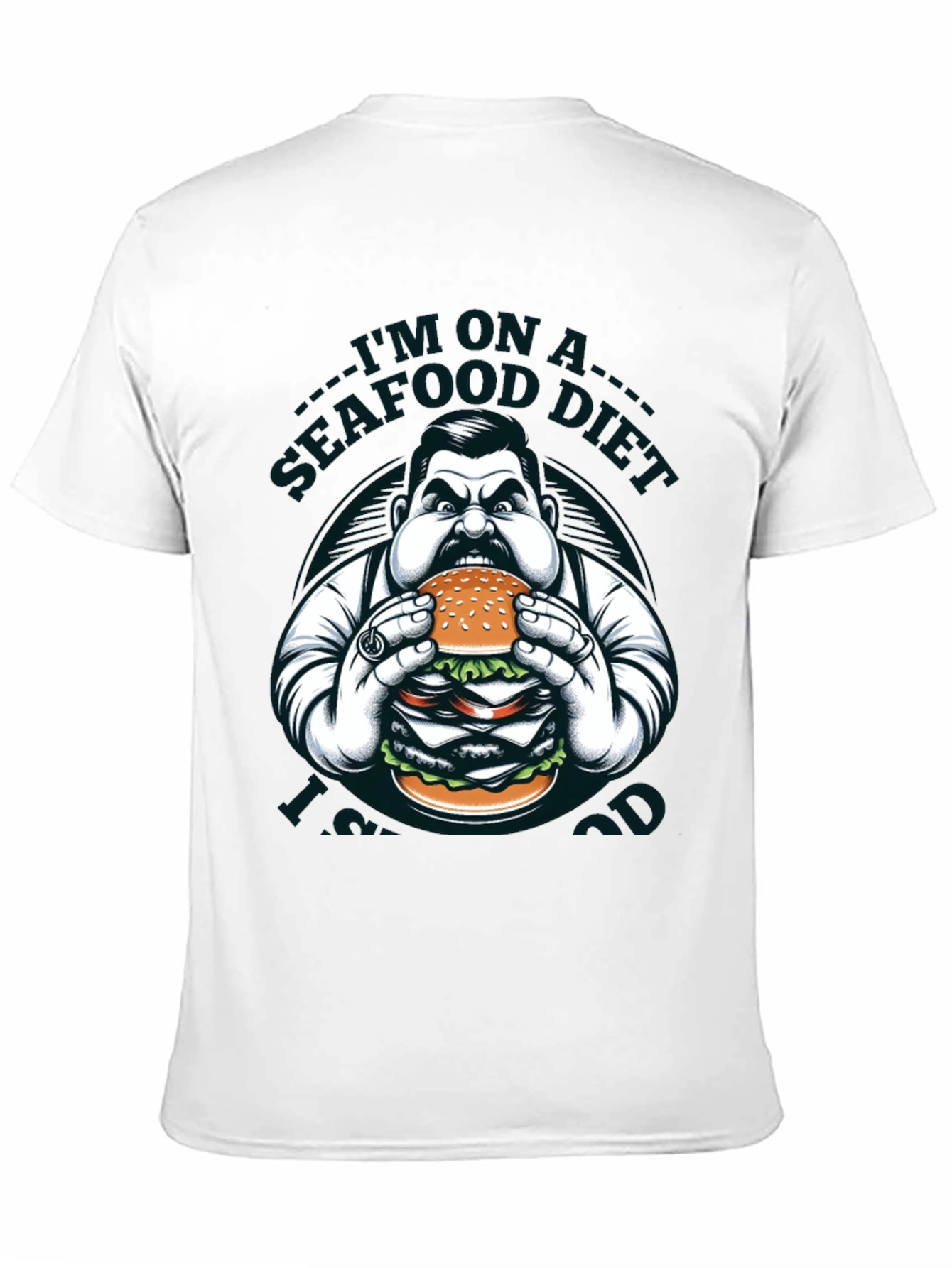 Black Seafood Diet Funny Graphic Tee view 11