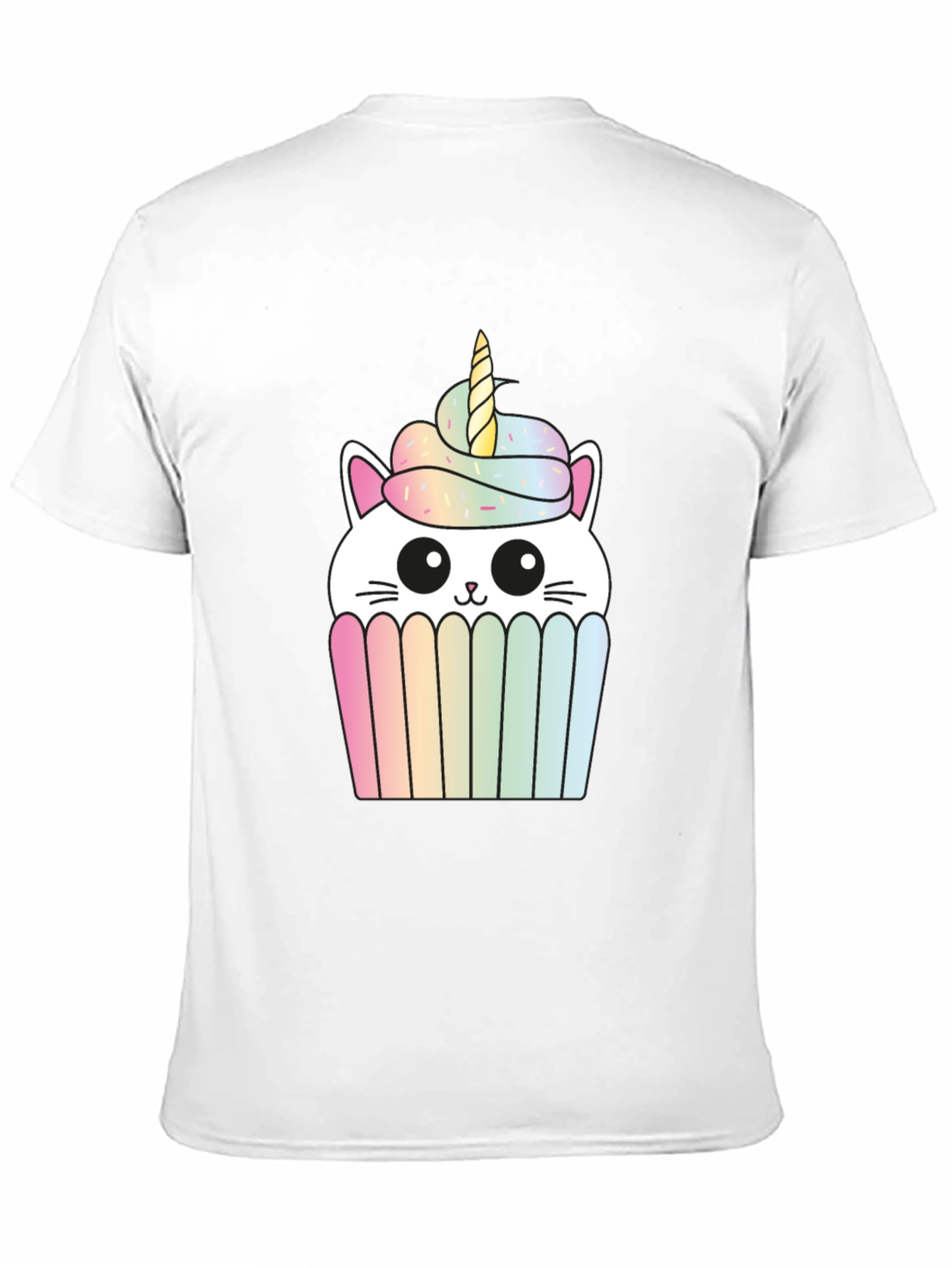 Black Unicorn Cat Cupcake Graphic Tee - Black Cotton T-Shirt view 11