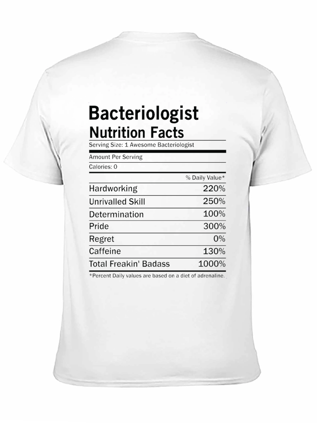 Black Bacteriologist Nutrition Facts T-Shirt Funny Science Tee view 11
