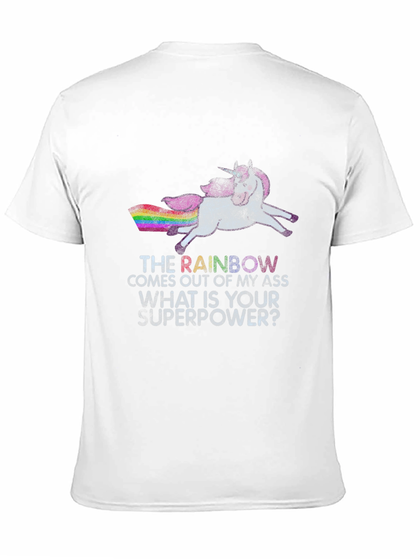 Black Rainbow Unicorn Superpower T-Shirt - Black Cotton Tee view 11