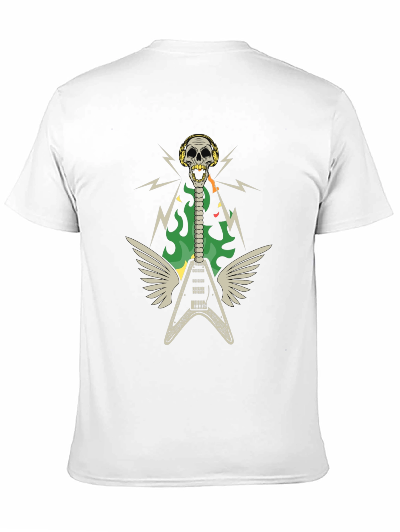 Black Skull Guitar Wings Rock Band T-Shirt view 11