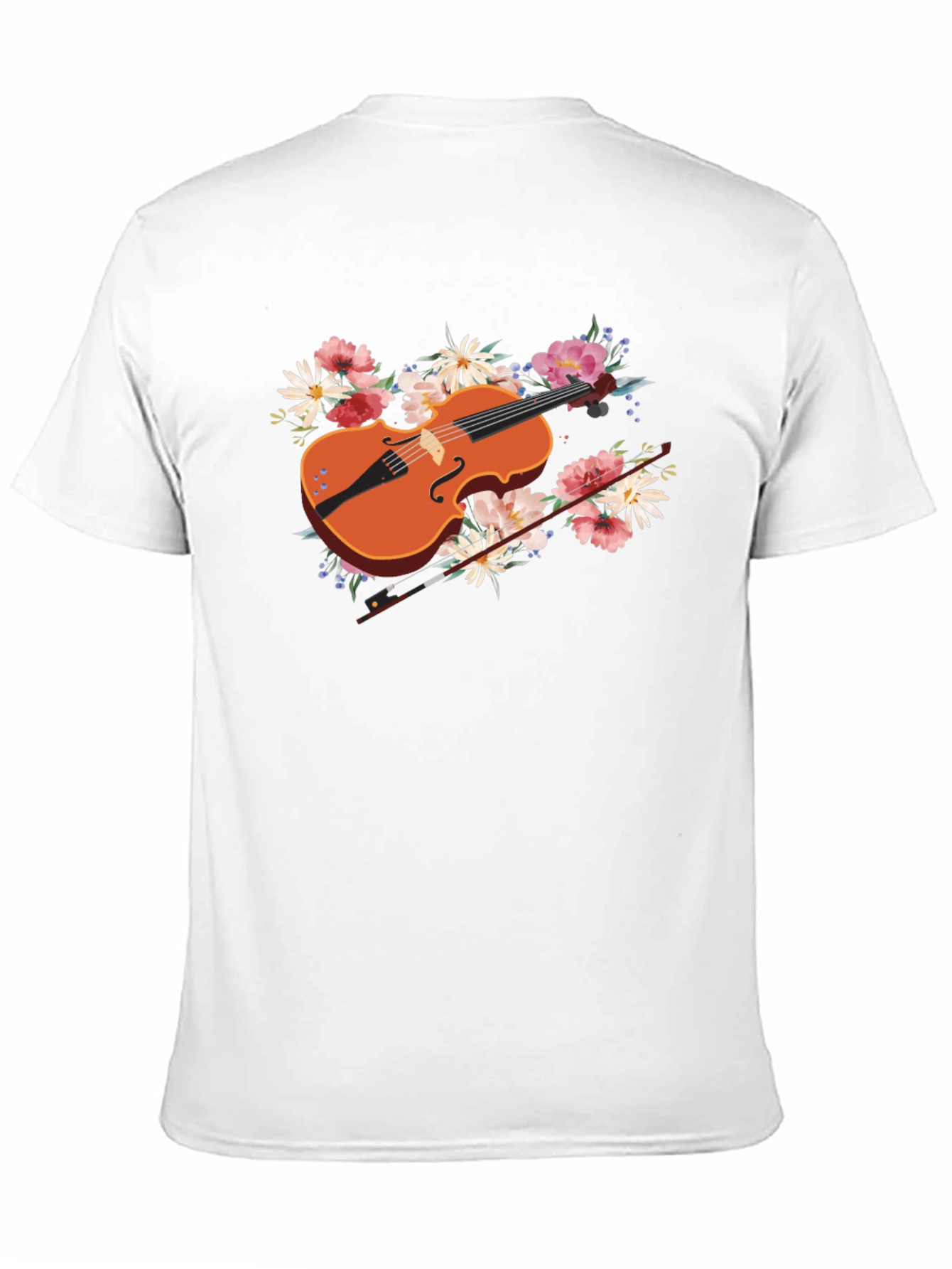 Black Floral Violin Graphic Tee - Stylish Music Lover's Shirt view 11