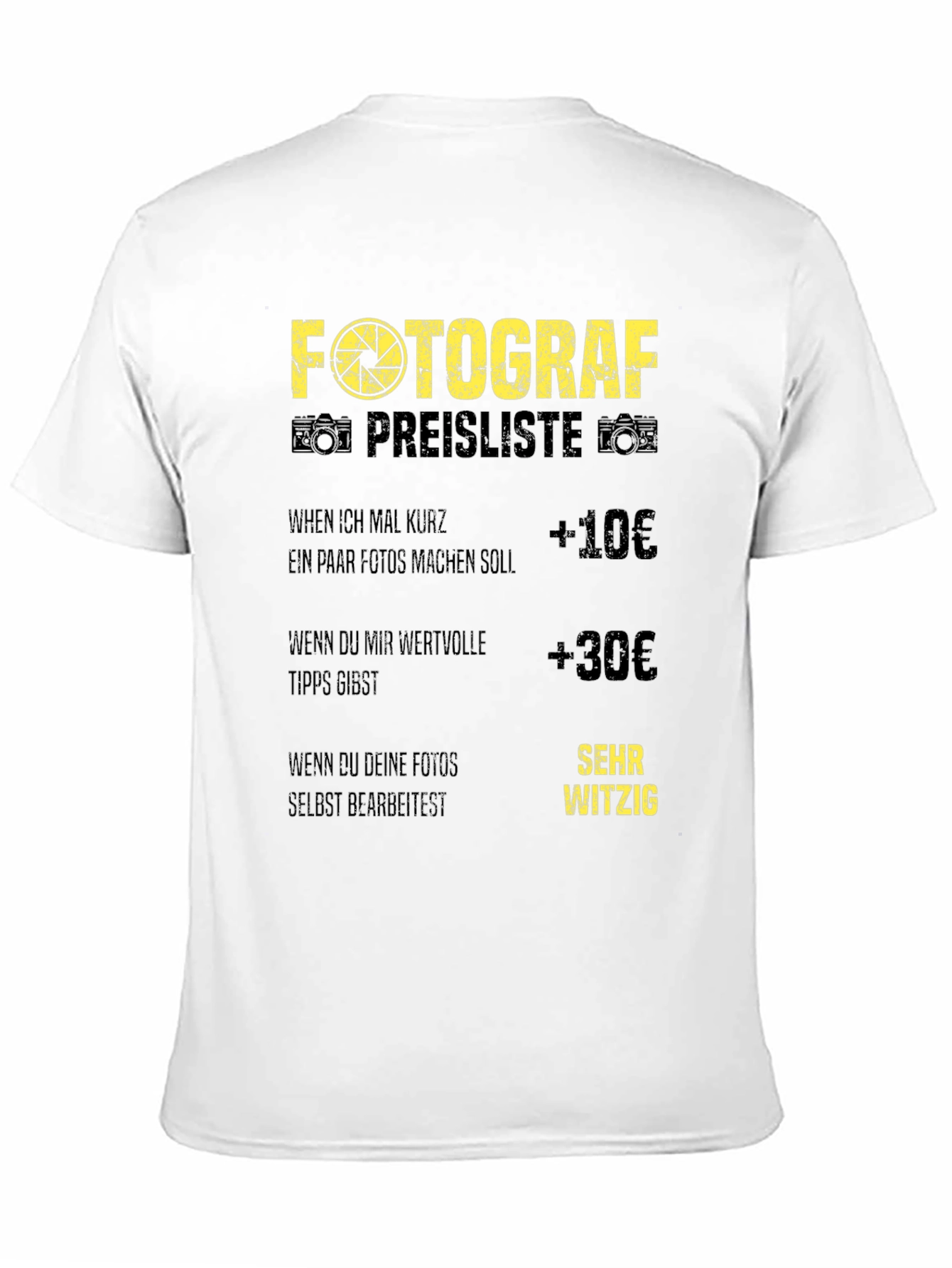 Black Funny Photographer Price List Black T-Shirt view 11