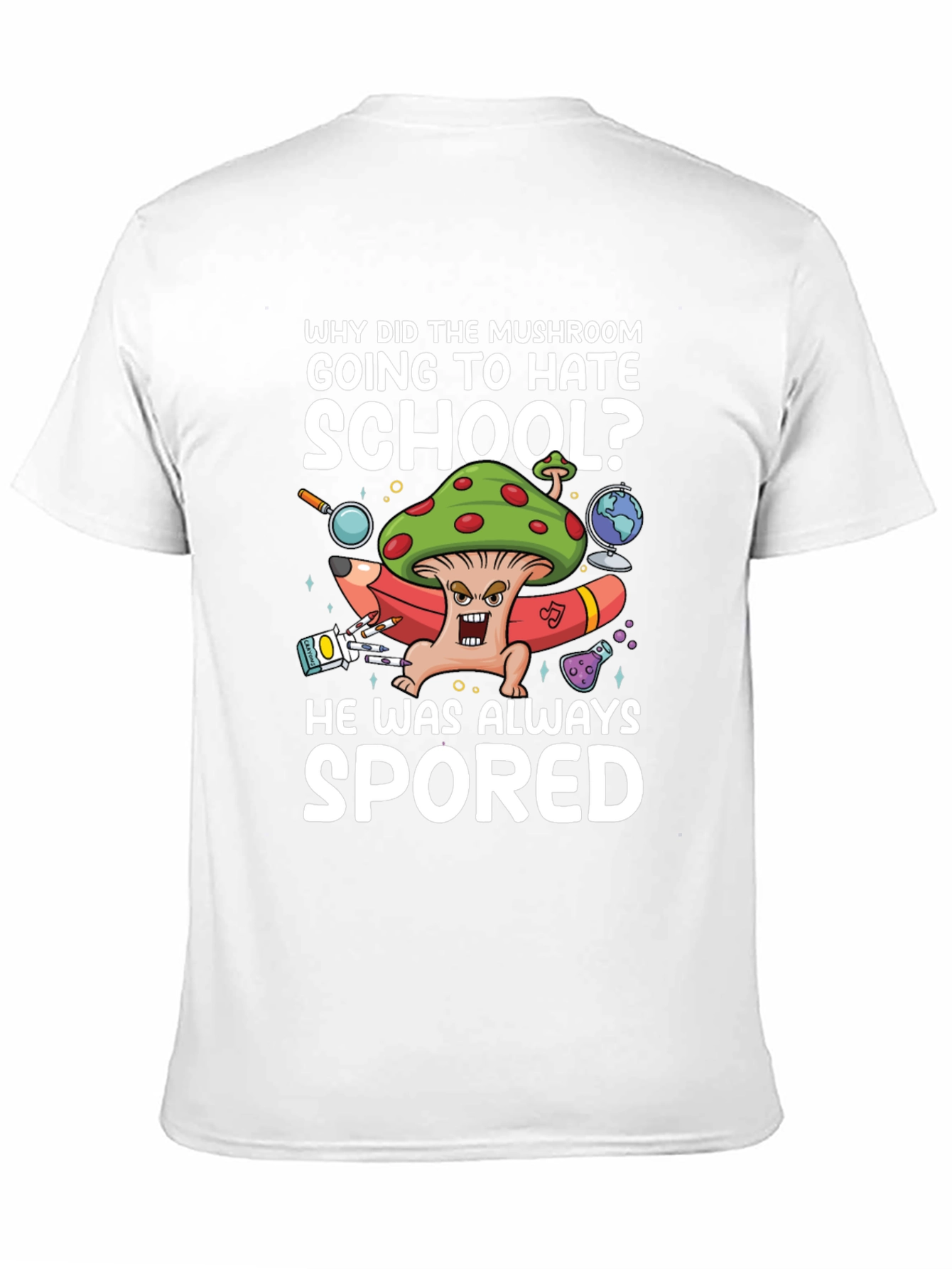 Black Mushroom School T-Shirt Funny Pun Tee view 11