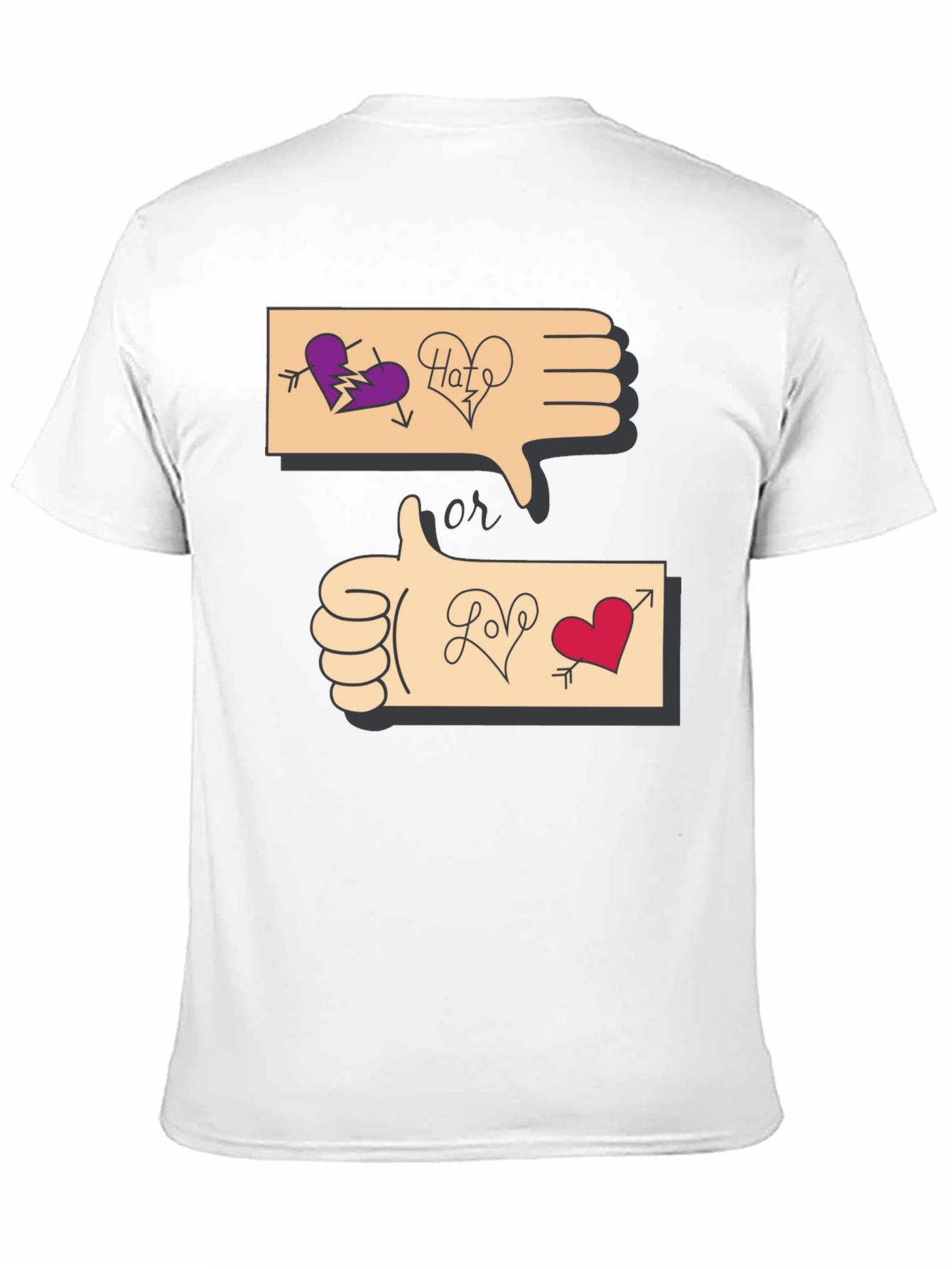 Black Love or Hate Graphic T-Shirt view 11
