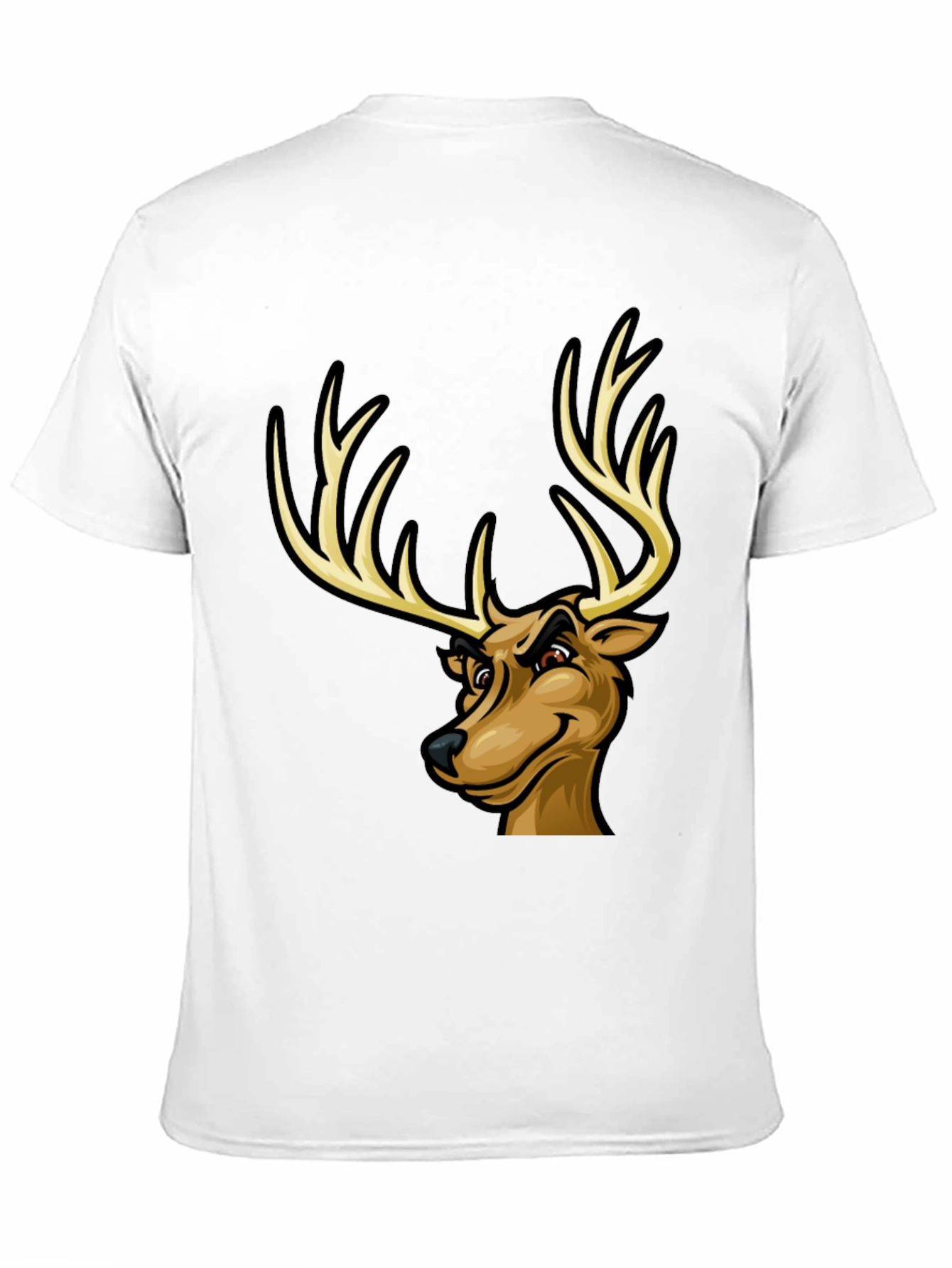Black Men's Black T-Shirt with Cartoon Deer Graphic view 11