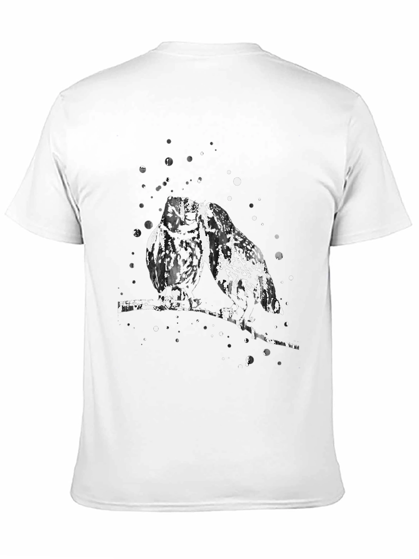 Black Abstract Owl Print Black T-Shirt view 11