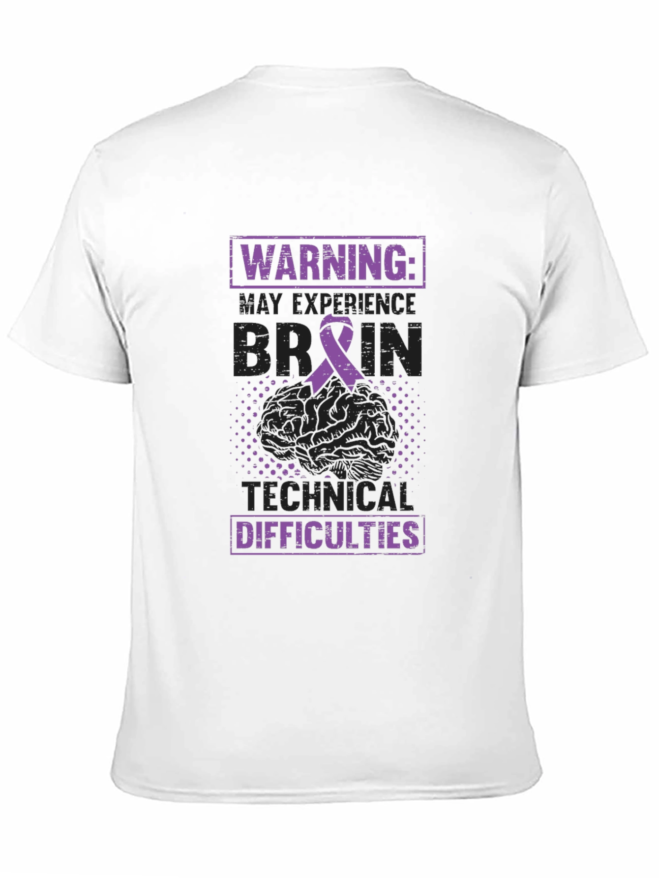Black Warning Brain Technical Difficulties Awareness Tee view 11