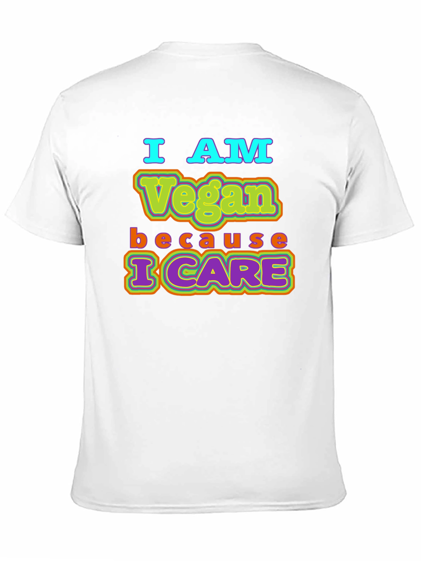 Black I AM Vegan Because I CARE Black T-Shirt view 11