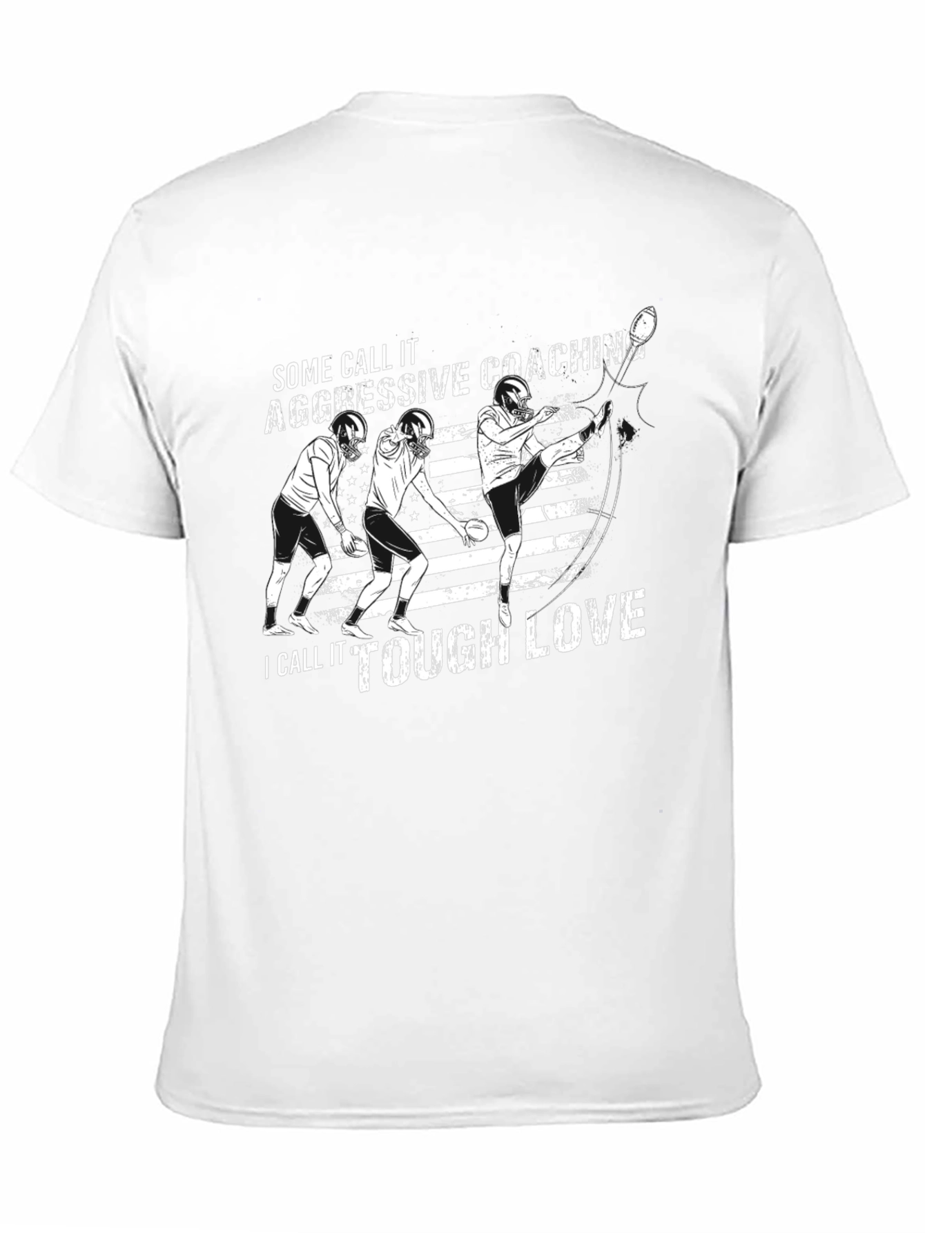 Black Aggressive Coaching Tough Love Football T-Shirt view 11