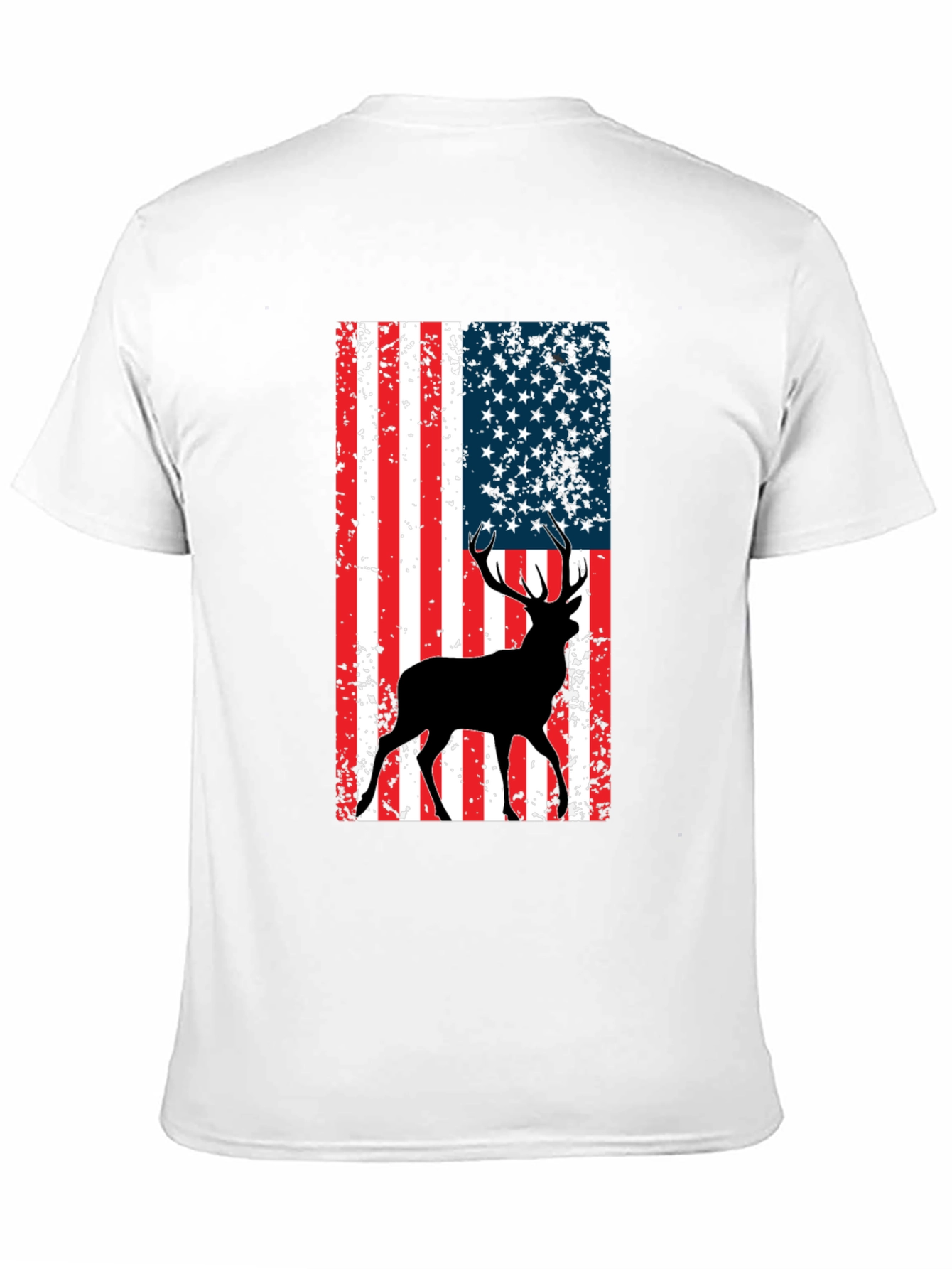 Black American Flag Deer Graphic Tee - Black view 11