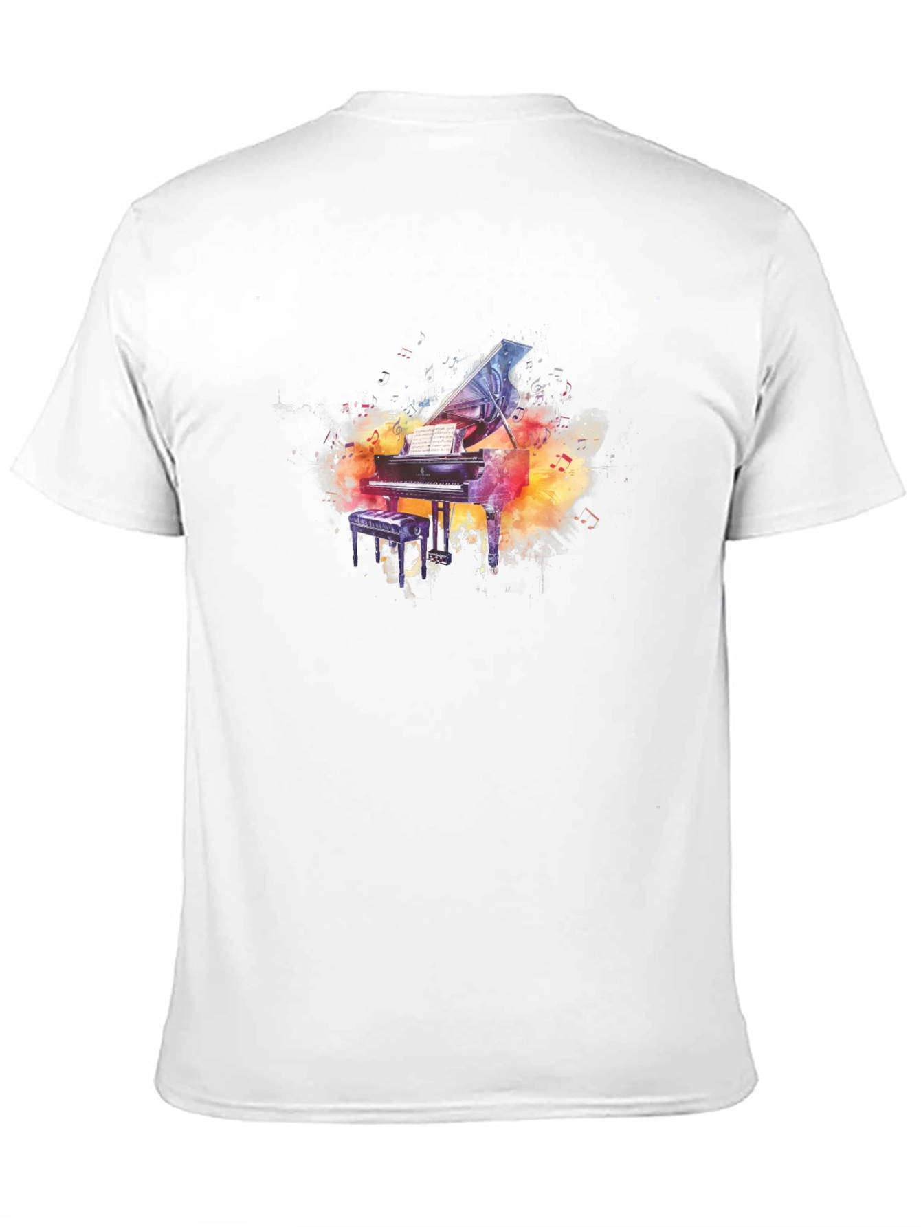 Black Grand Piano Watercolor Graphic Tee - Music Lover Gift view 11