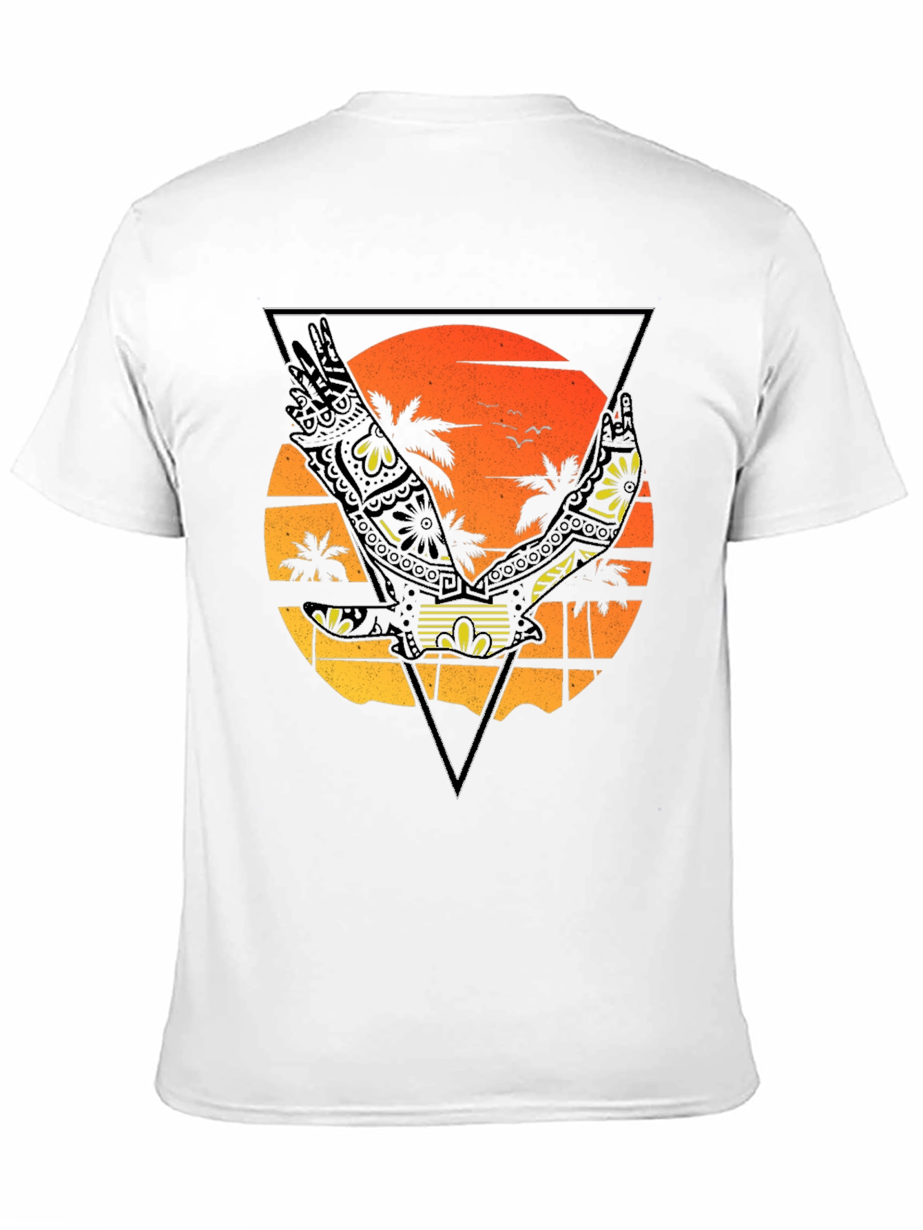 Black Sunset Beach Eagle Graphic T-Shirt view 11