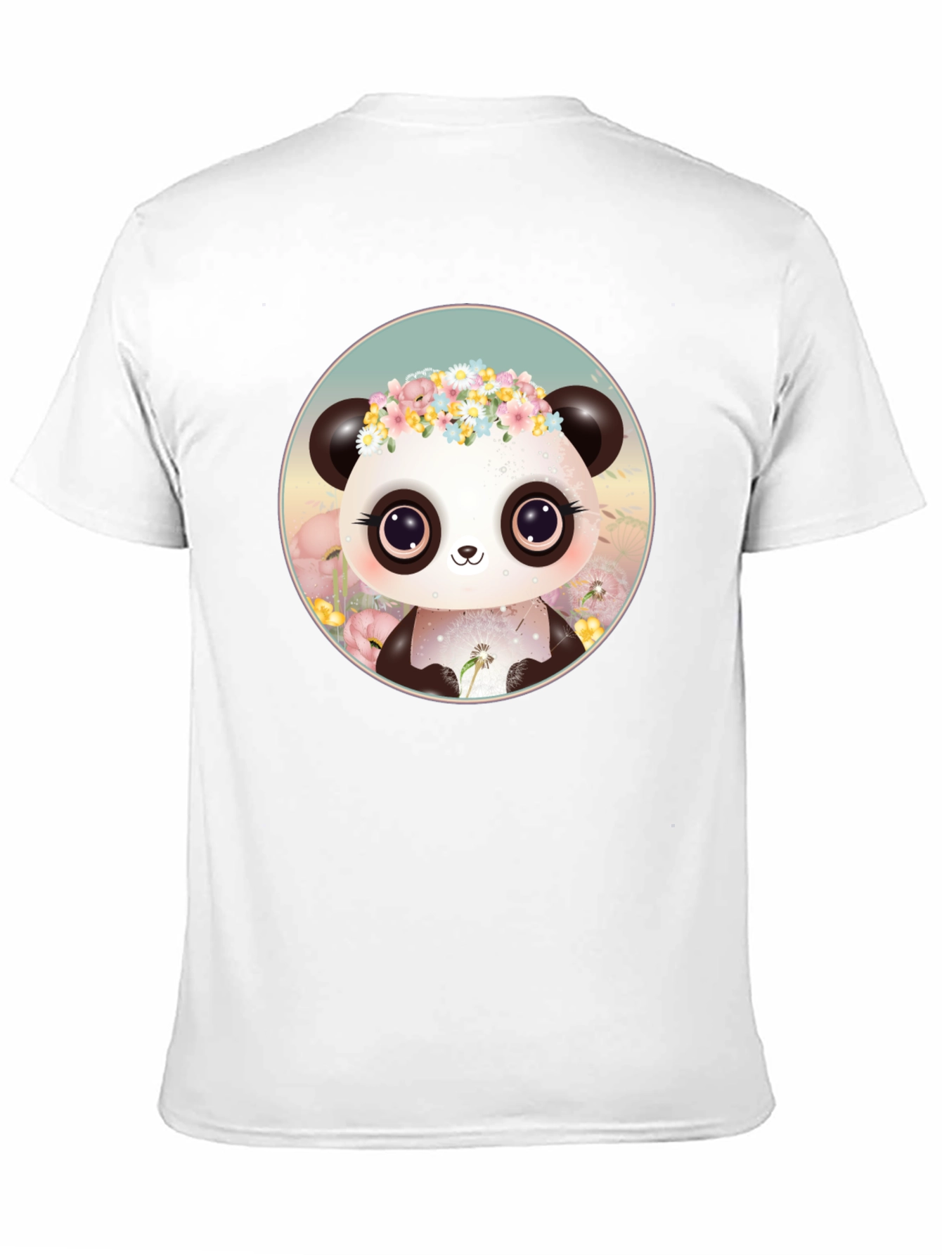 Black Cute Panda Flower Crown Graphic Tee view 11