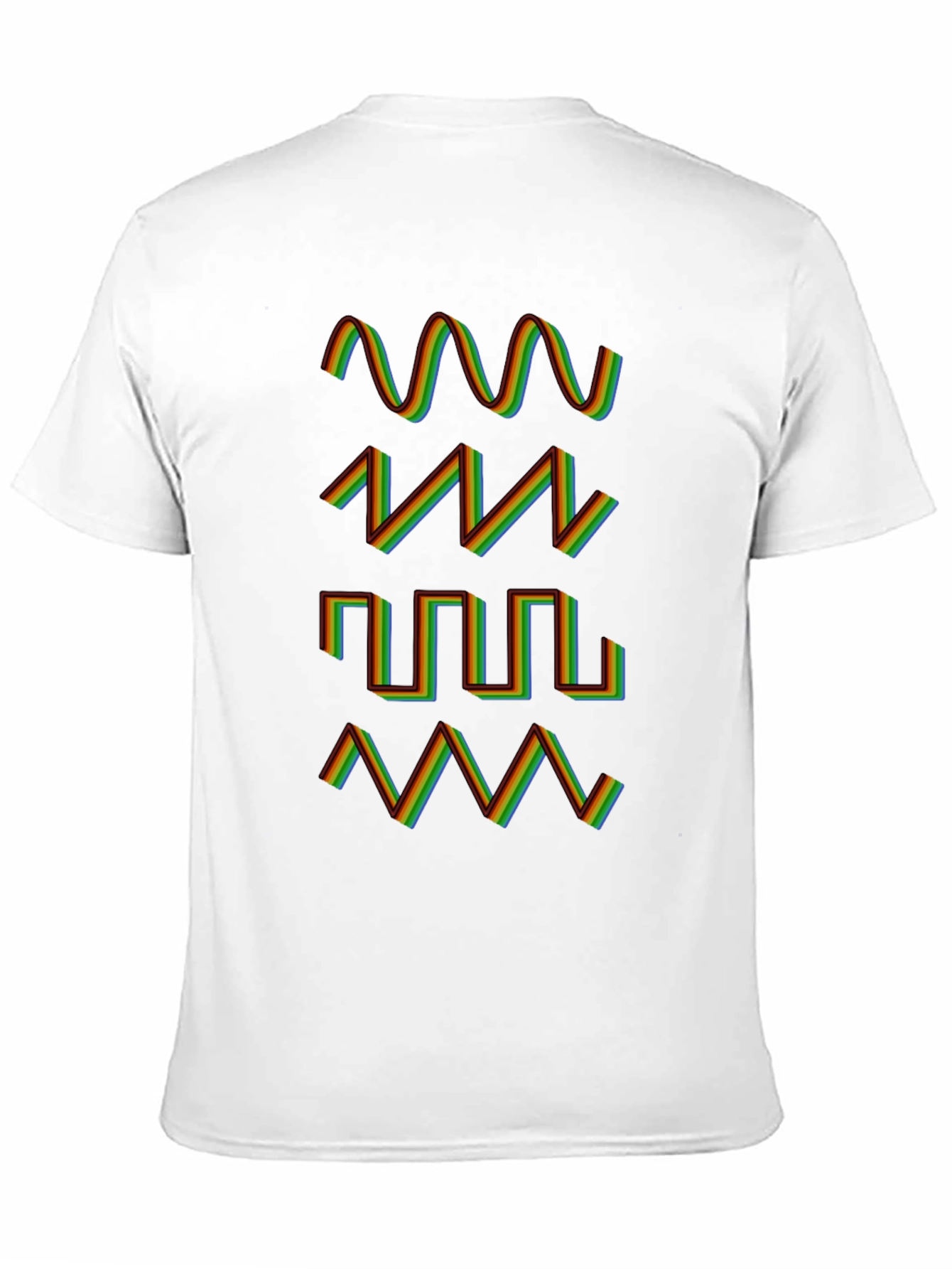Black Rainbow Waveform Pattern Black T-Shirt view 11