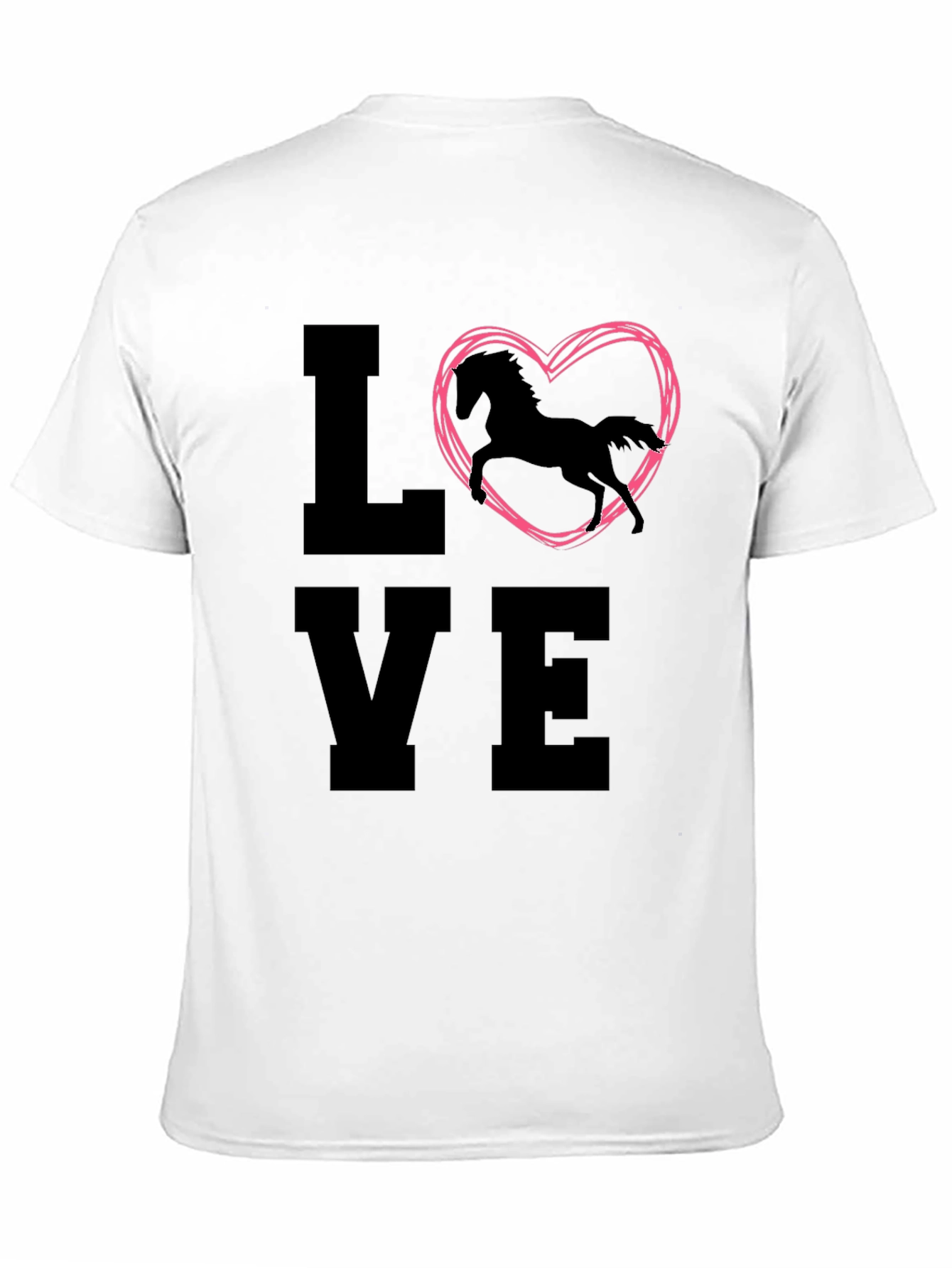 Black Love Horse T-Shirt - Equestrian Heart Design view 11