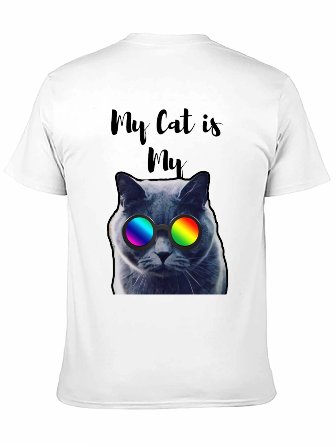 Black Cool Cat T-Shirt - "My Cat is My..." view 11