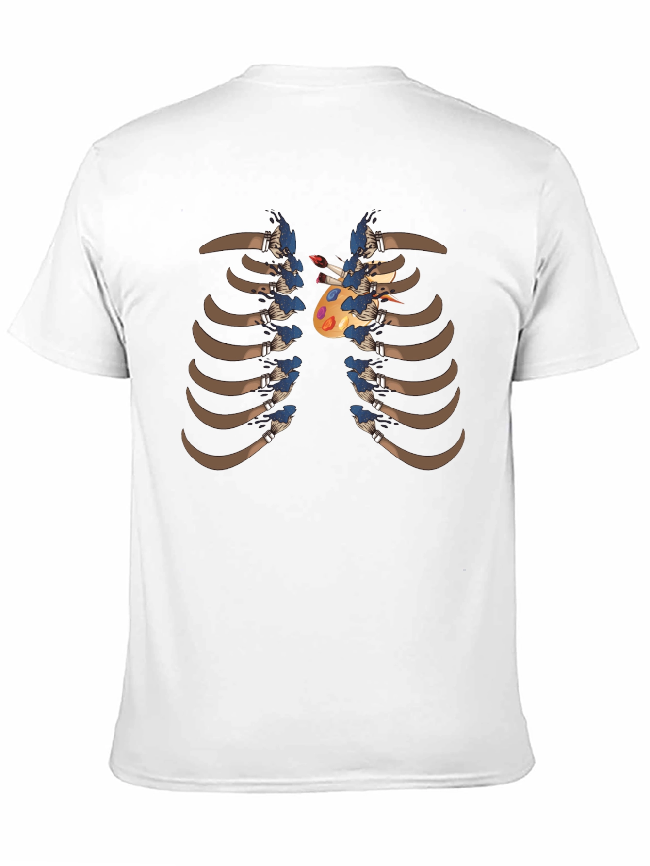 Black Artist Rib Cage T-Shirt - Painter Palette Heart Design view 11