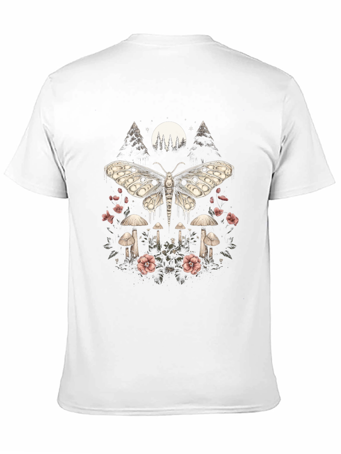 Black Moth & Mushroom Graphic Tee - Black view 11
