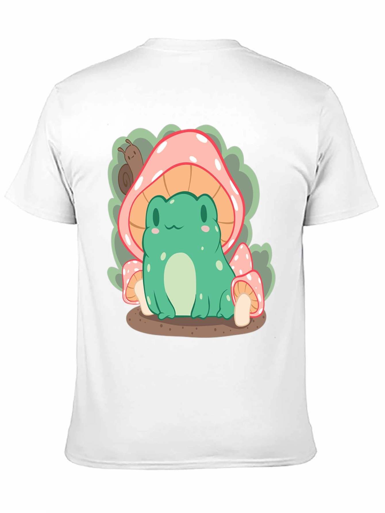 Black Cute Frog Under Mushroom T-Shirt view 11