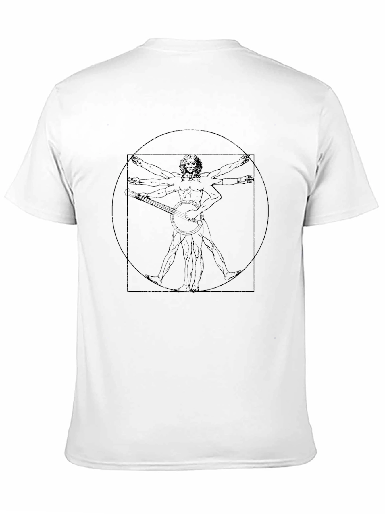 Black Vitruvian Banjo Player T-Shirt - Classic Design Tee view 11