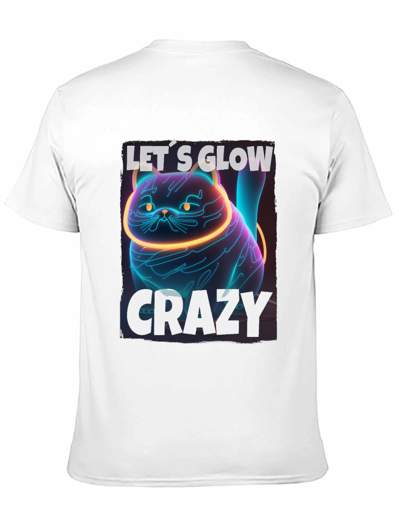 Black Let's Glow Crazy Cat Graphic T-Shirt - Neon Style view 11