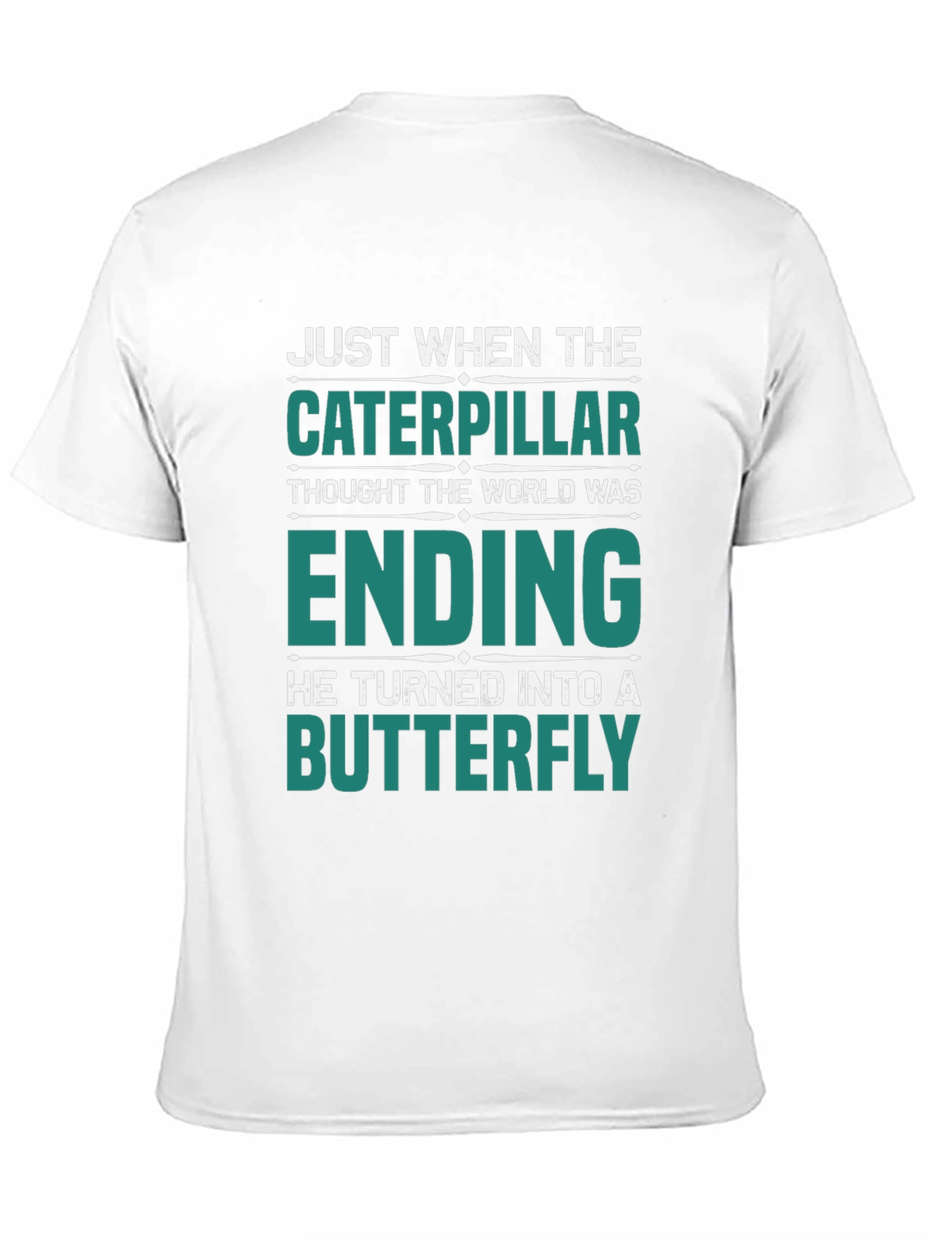 Black Caterpillar Turns Into Butterfly Graphic T-Shirt view 11