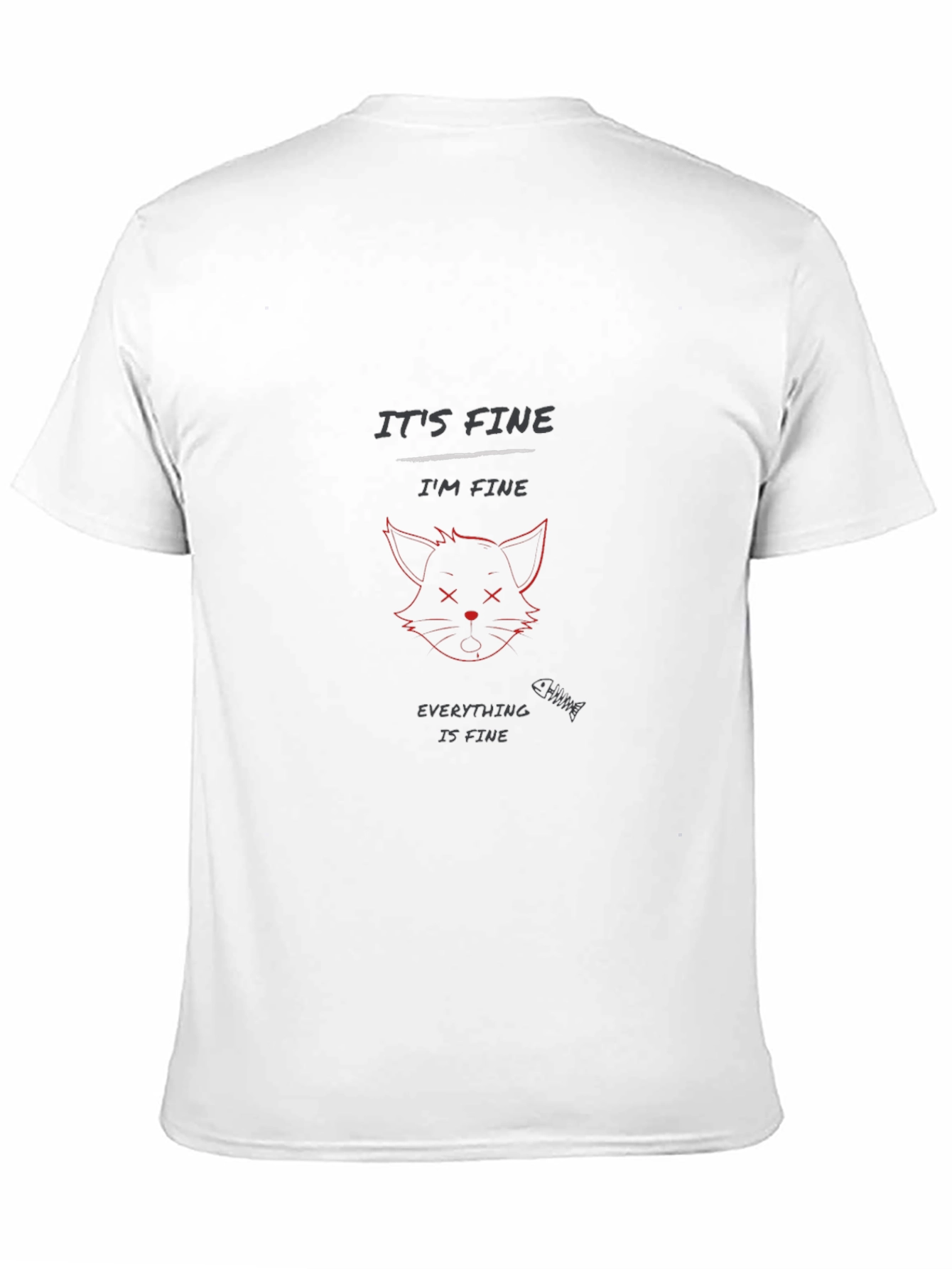 Black It's Fine I'm Fine Cat T-Shirt - Black Cotton Blend view 11