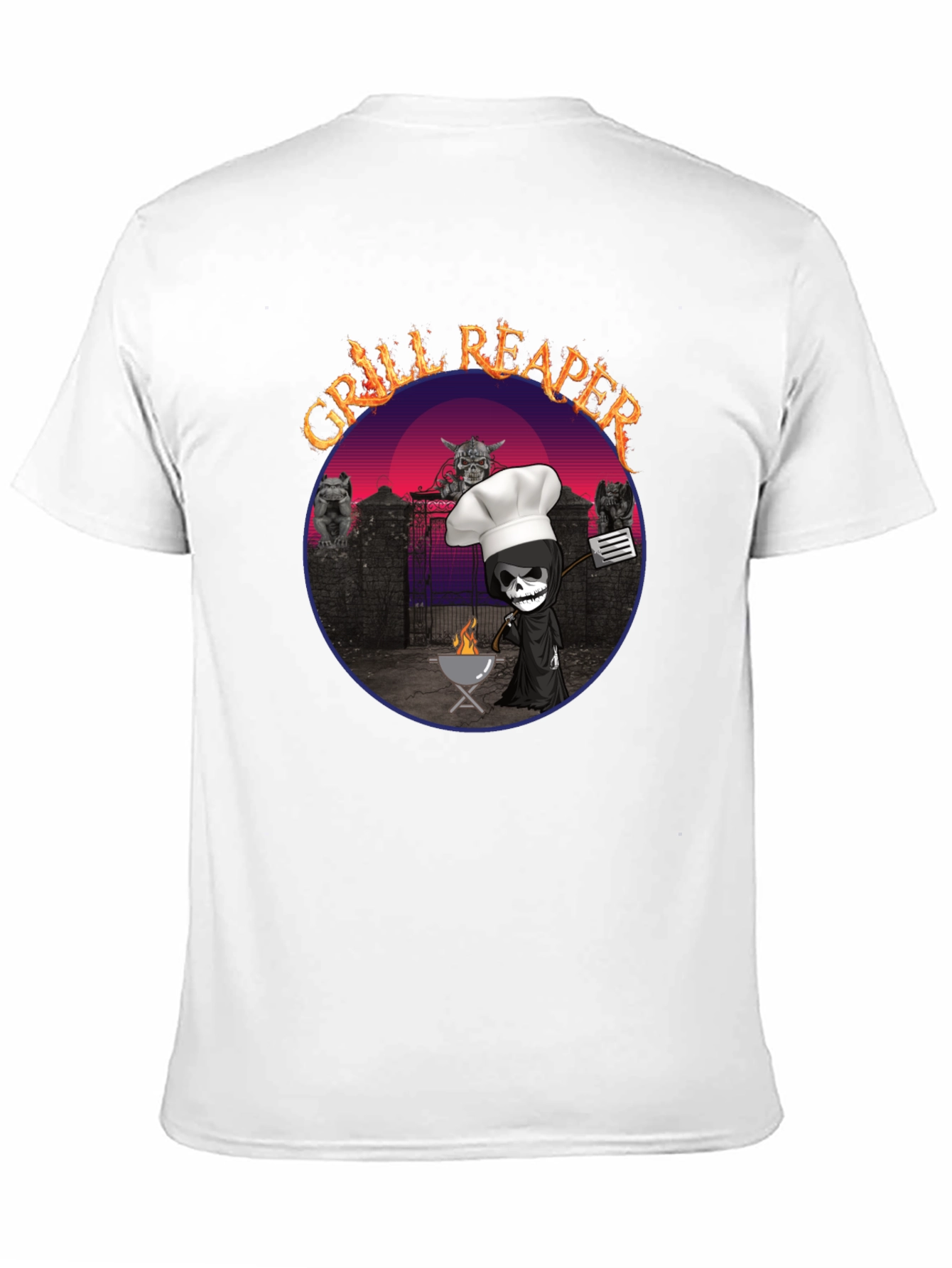 Black Grill Reaper T-Shirt - BBQ Death Funny Tee view 11