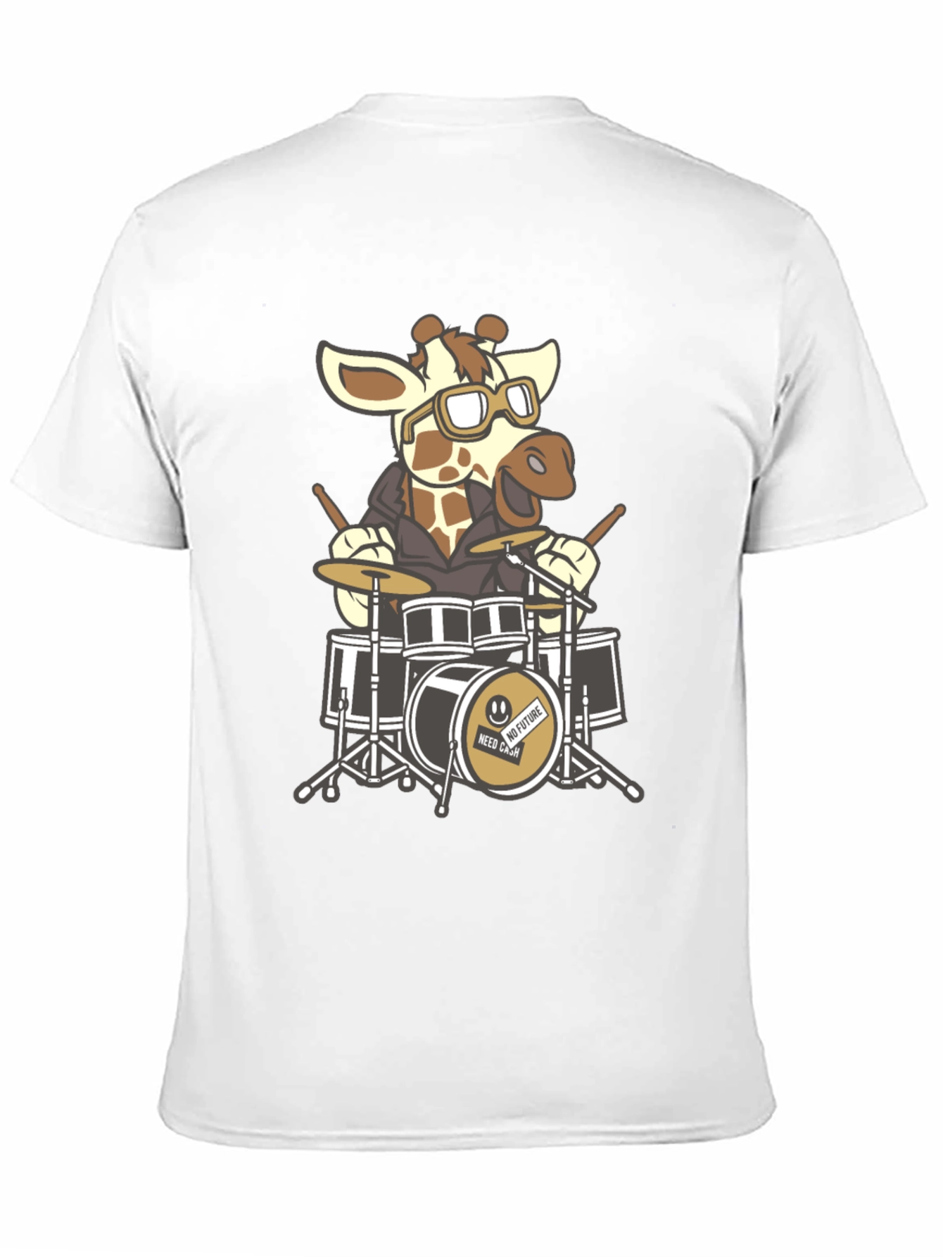 Black Giraffe Drummer Graphic Tee - Black Cotton T-Shirt view 11