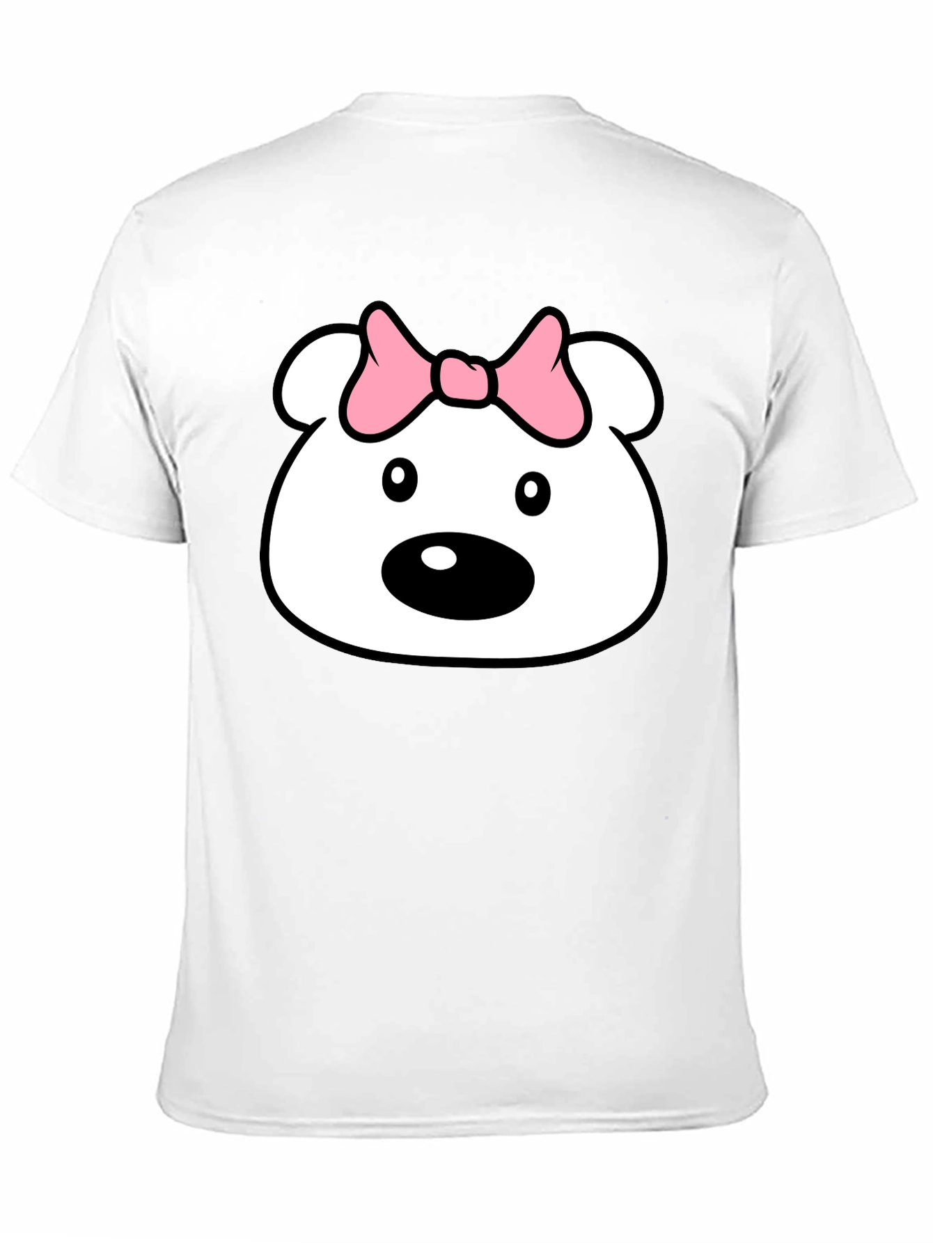 Black Cute Cartoon Bear T-Shirt - Black Cotton Tee view 11
