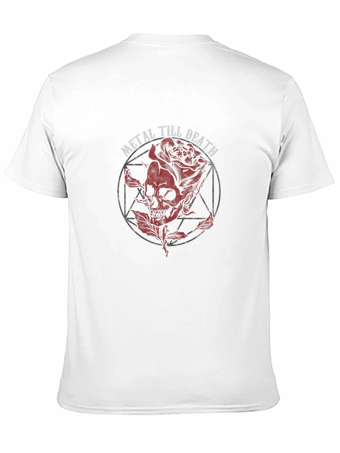 Black Metal Till Death Skull & Rose Graphic T-Shirt view 11