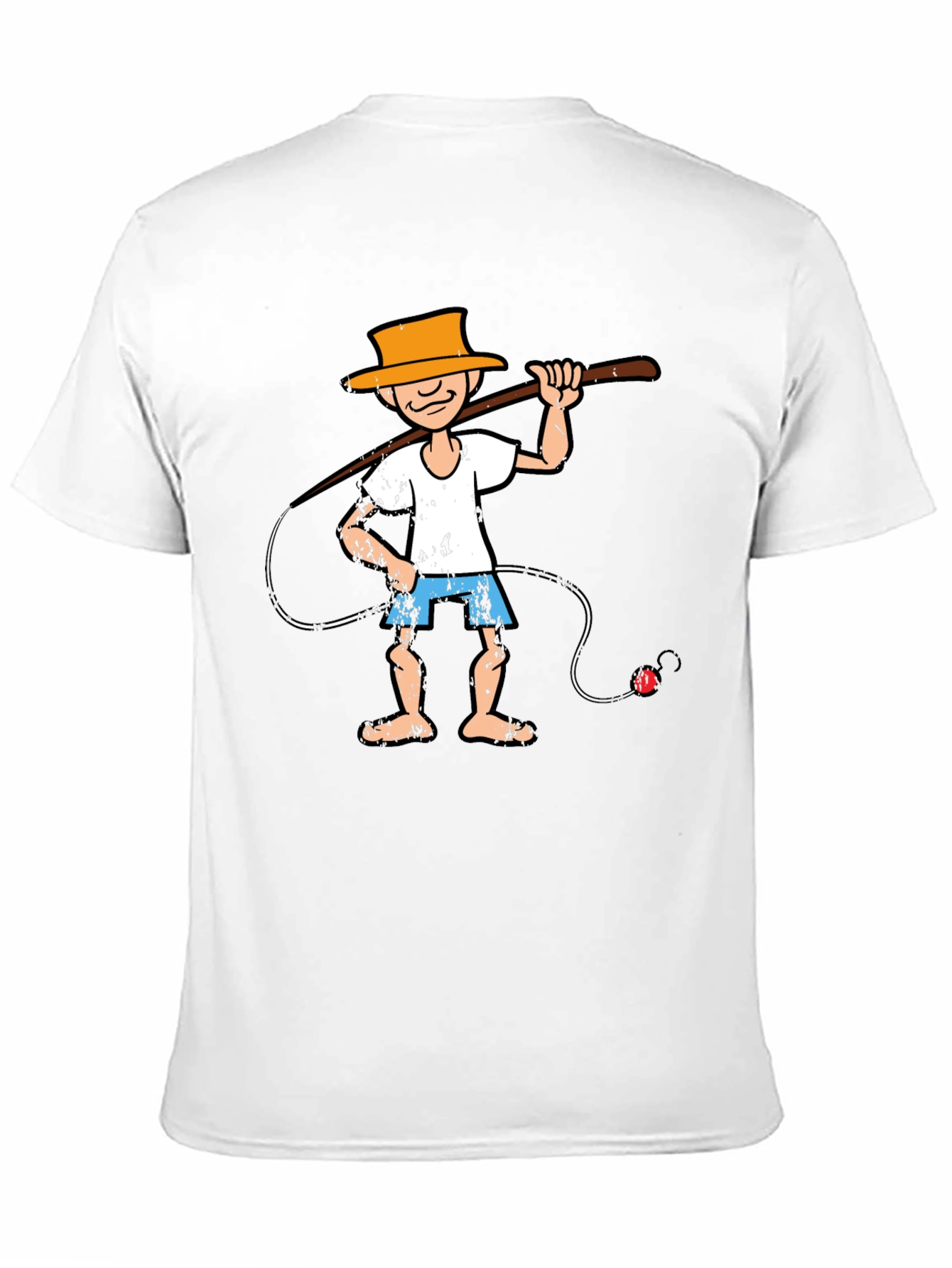 Black Cartoon Fisherman Graphic Tee - Unique Humor T-Shirt view 11