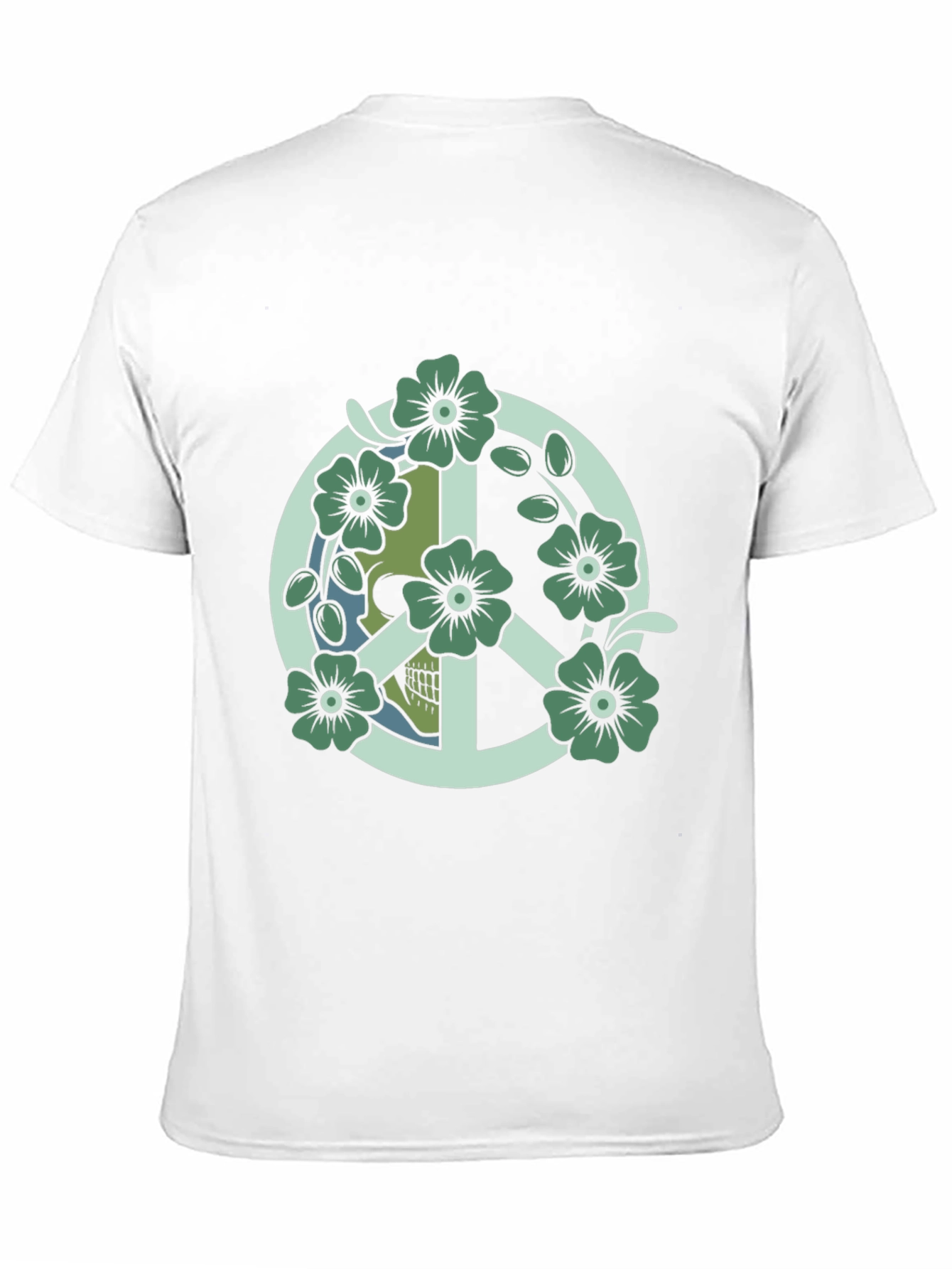 Black Peace Skull Flower Graphic Tee - Black view 11